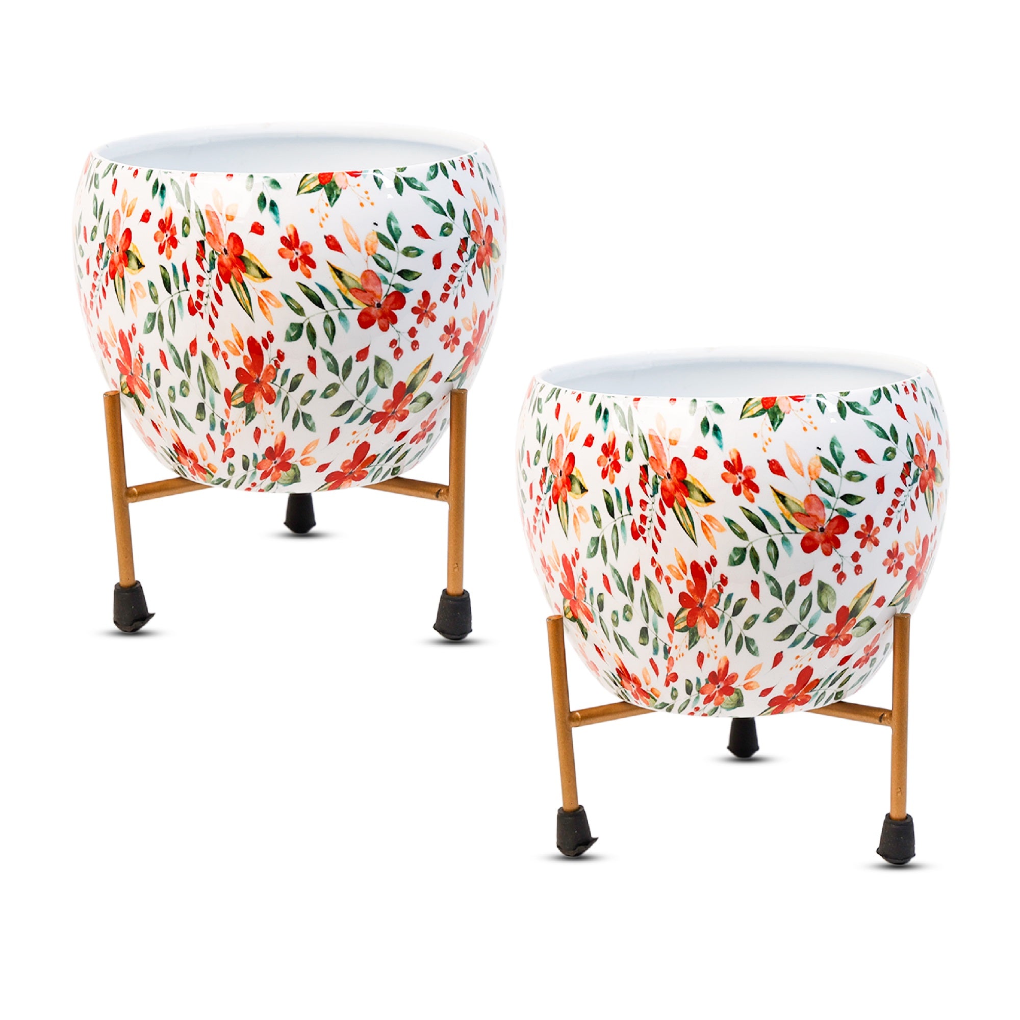 Indoor Metal decor Vase/Planter- White Set of 2
