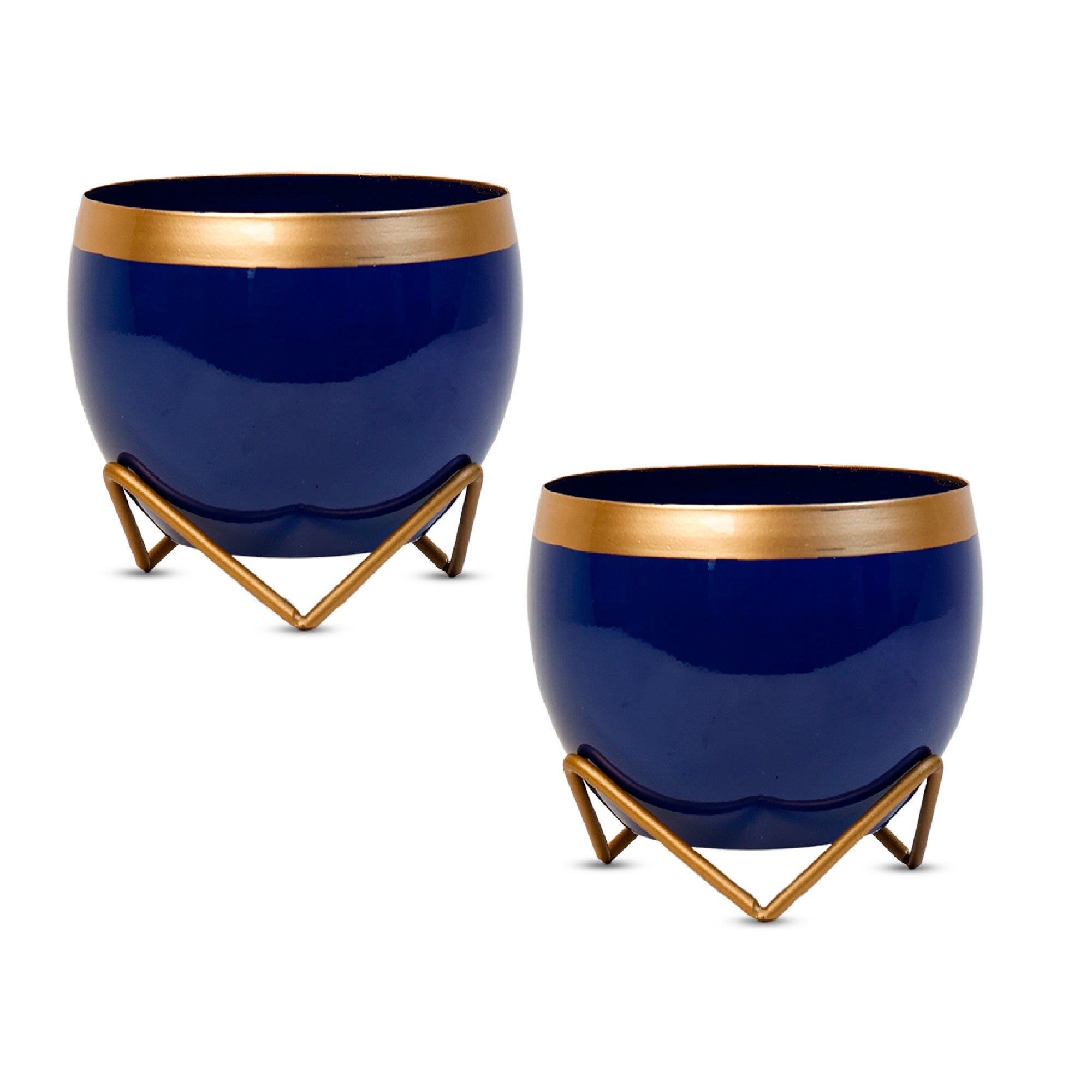 Indoor Metal decor Vase/Planter- Blue Set of 2