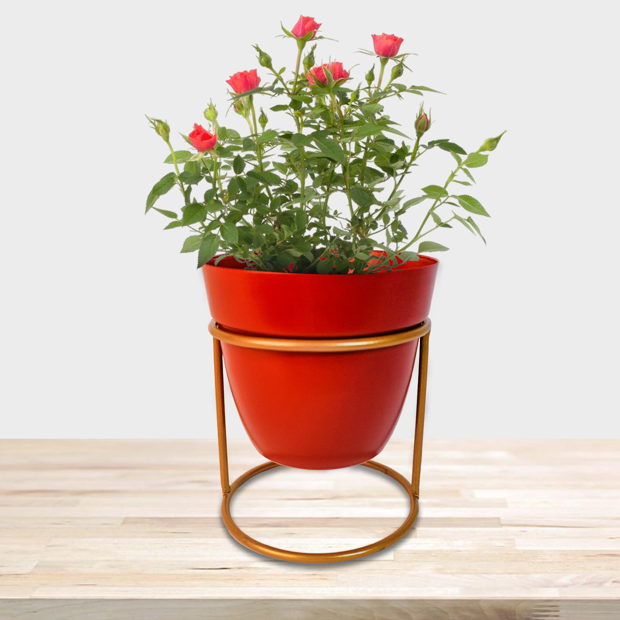 Indoor Metal decor Vase/Planter- Red Set of 2