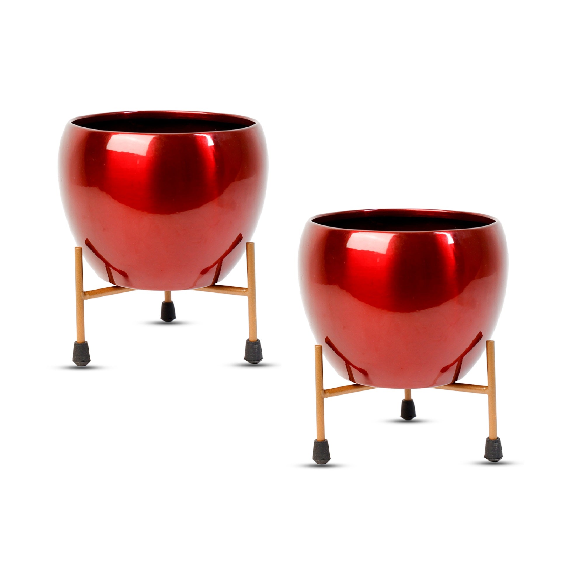 Indoor Metal decor Vase/Planter- Red Set of 2