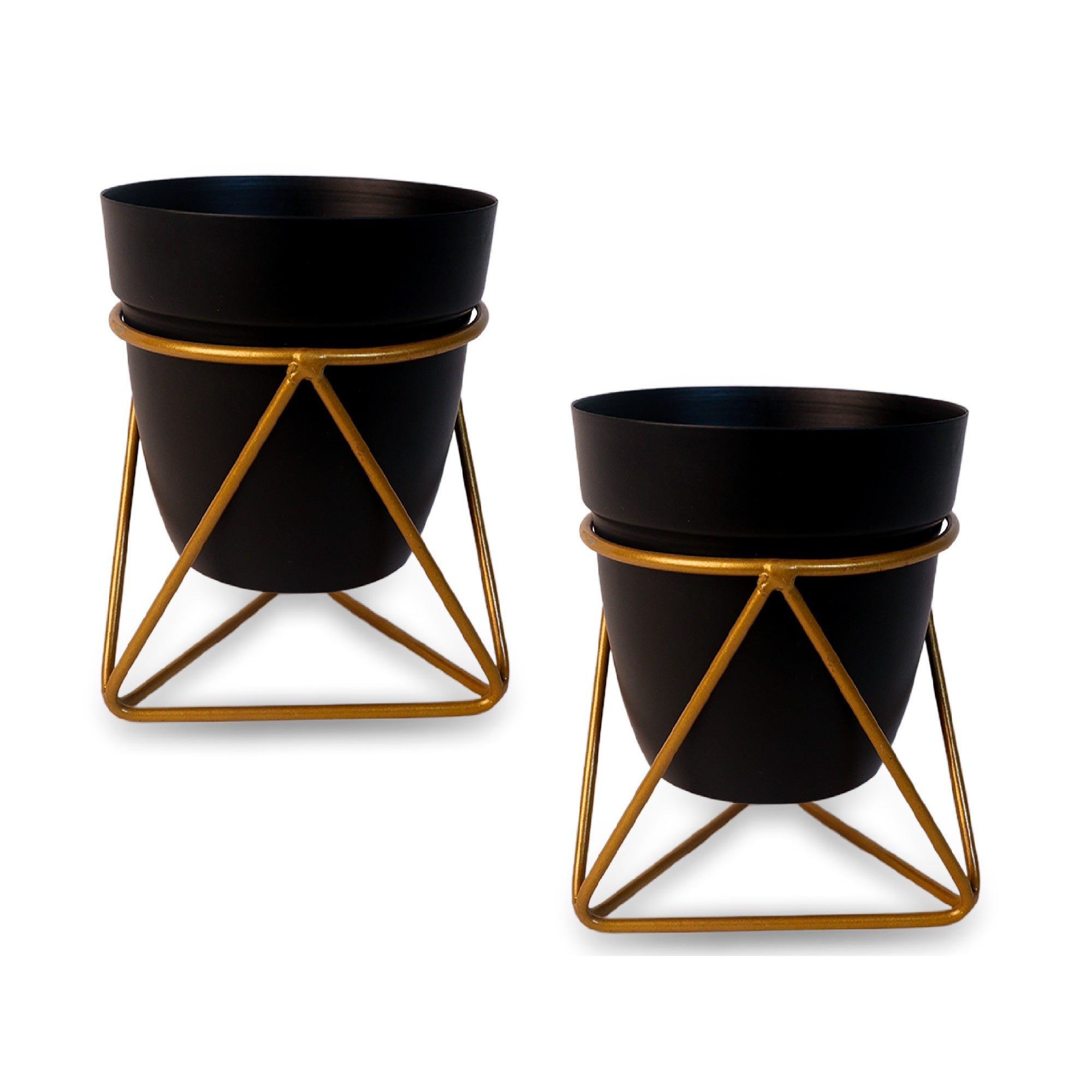 Indoor Metal decor Vase/Planter- Black Set of 2