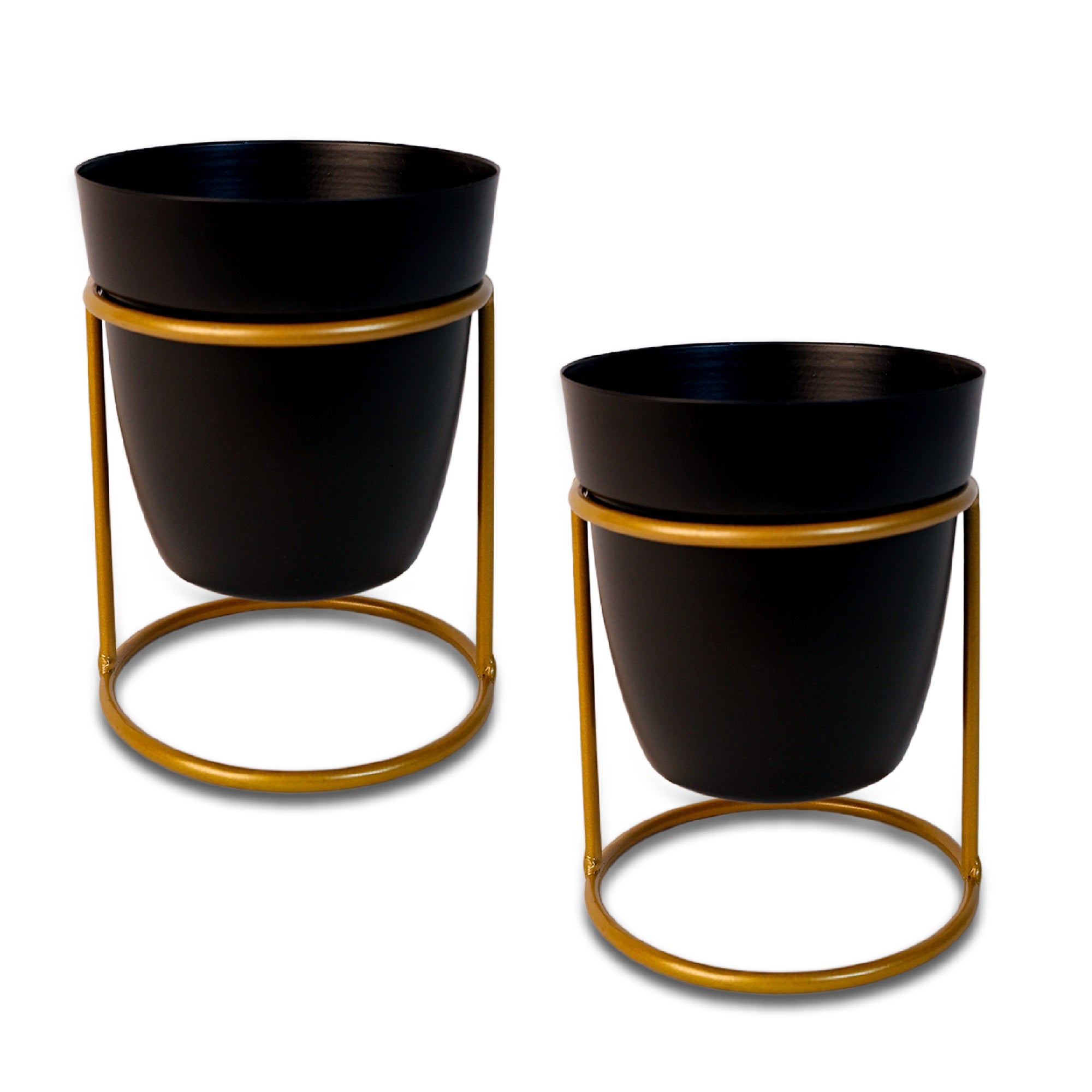 Indoor Metal decor Vase/Planter- Black Set of 2