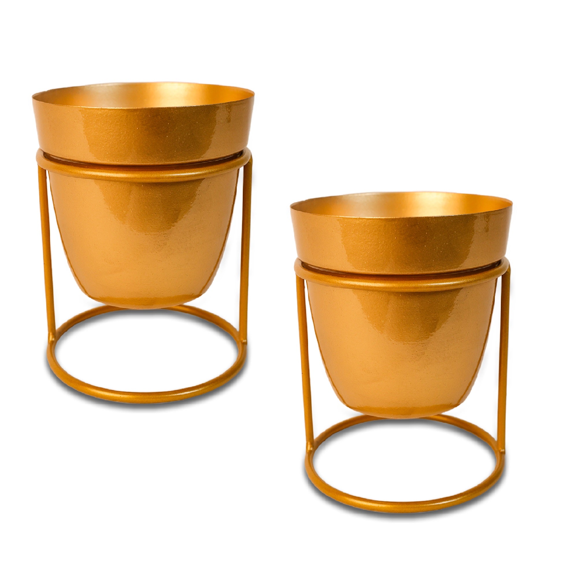 Indoor Metal decor Vase/Planter- Gold set of 2