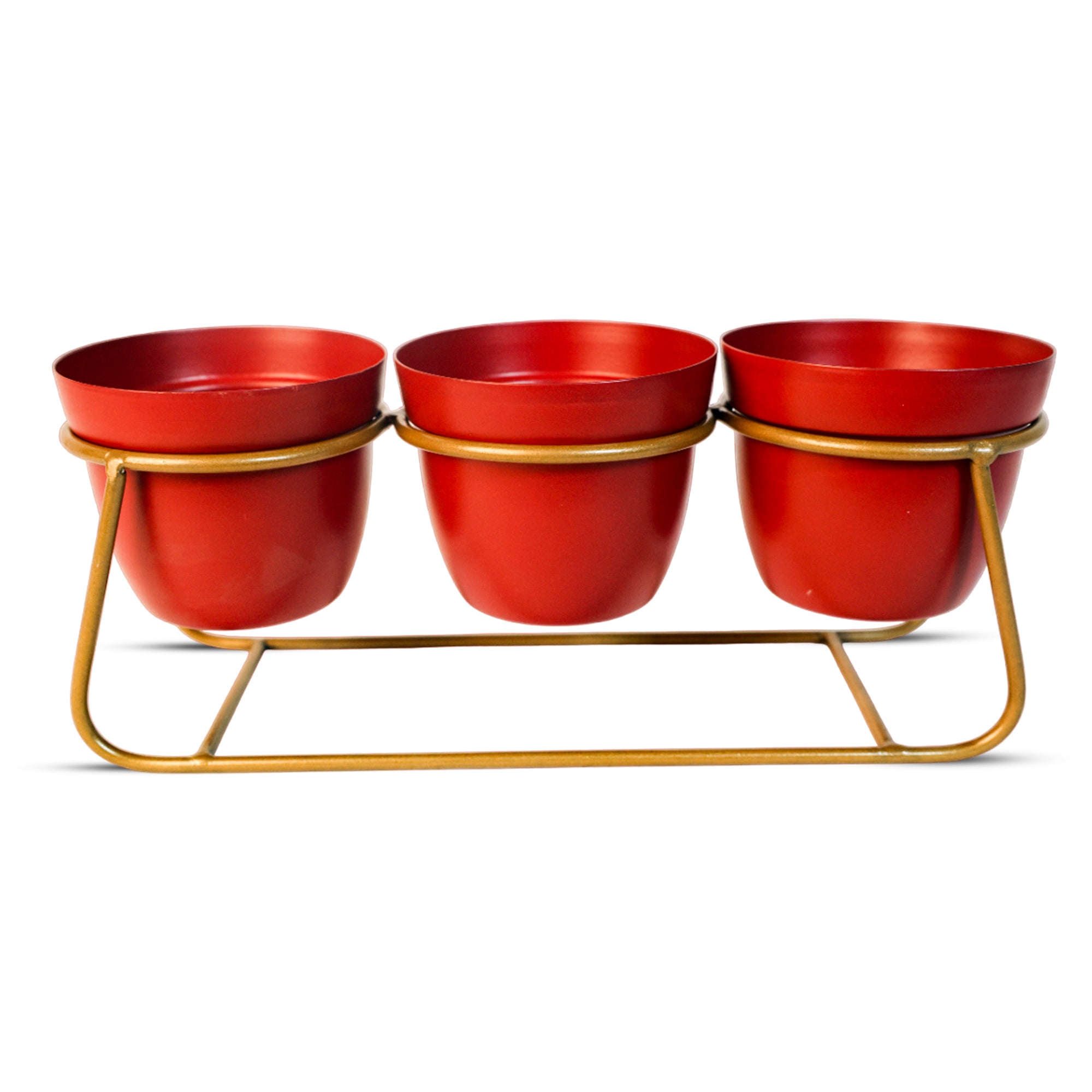 Indoor Metal decor Vase/Planter- Red Set of 2