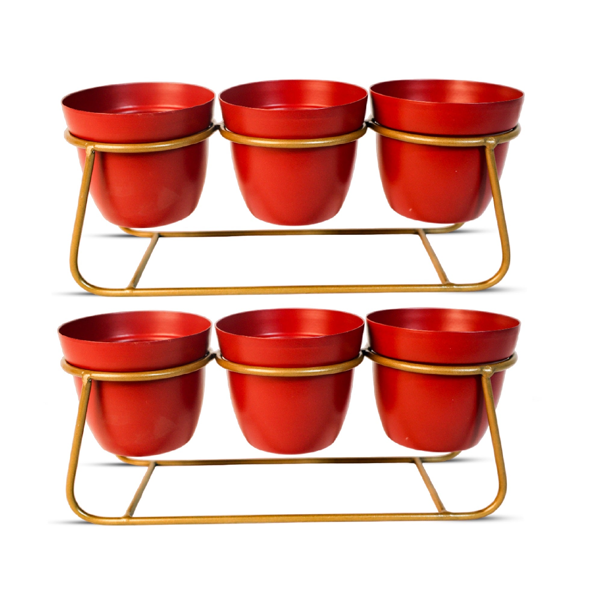 Indoor Metal decor Vase/Planter- Red Set of 2