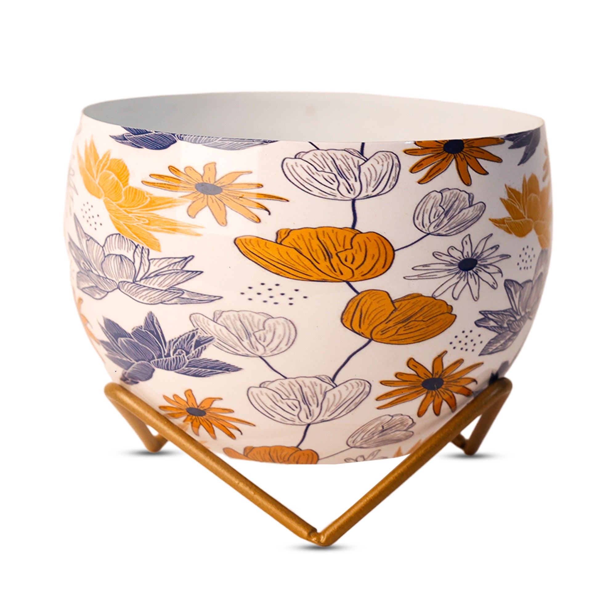 Indoor Metal decor Vase/Planter- Flower Print Set of 2