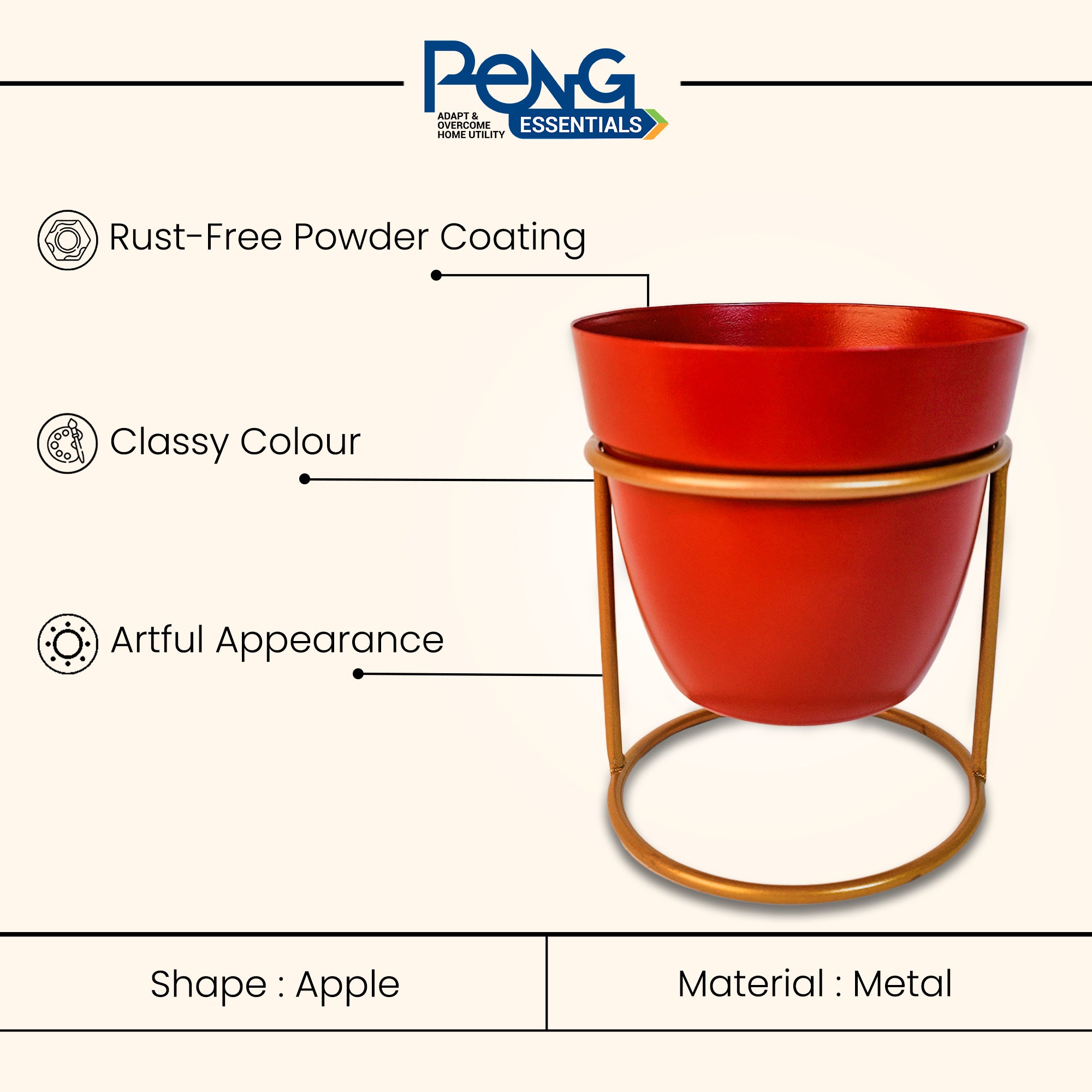 Indoor Metal decor Vase/Planter- Red Set of 2