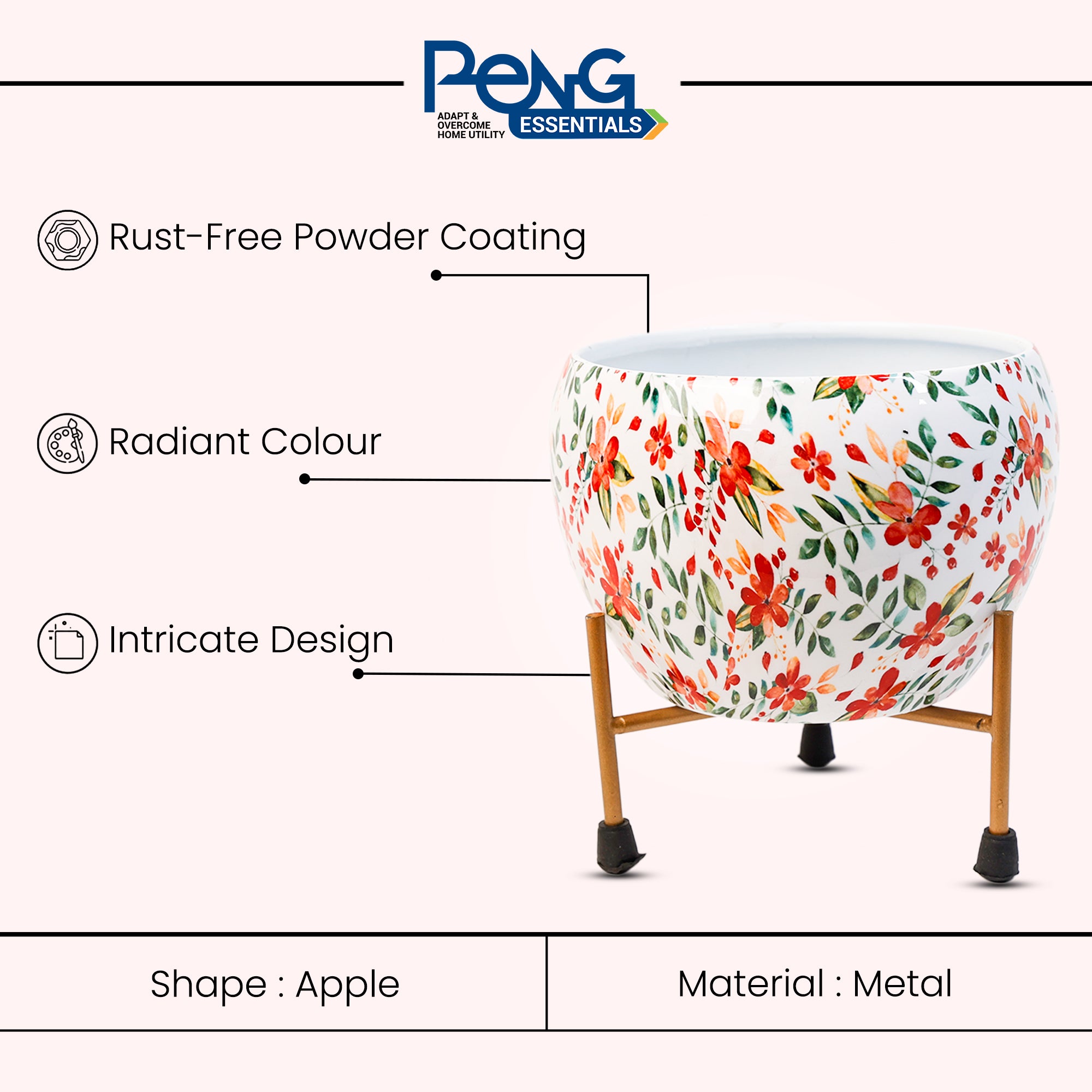 Indoor Metal decor Vase/Planter- White Set of 2