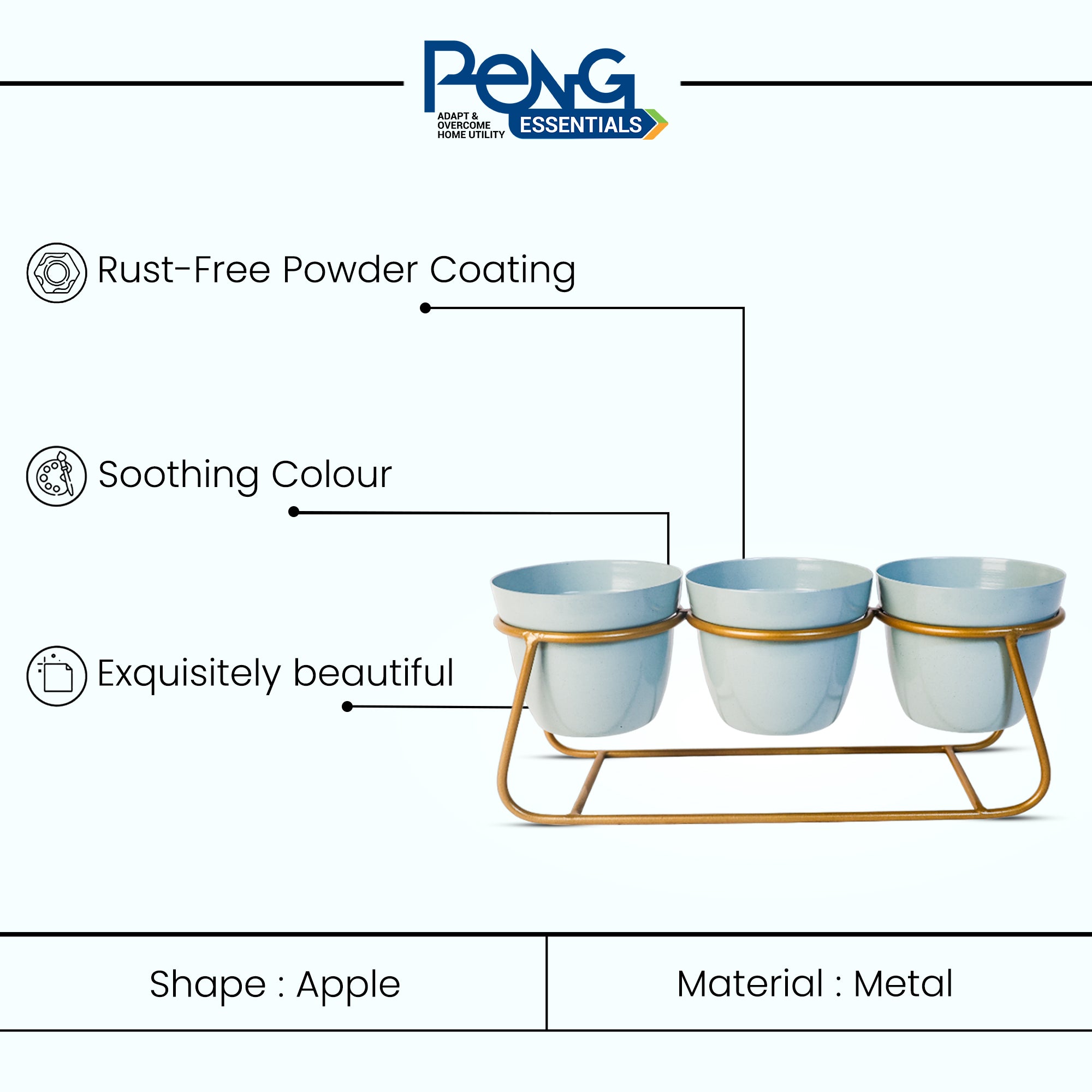 Indoor Metal decor Vase/Planter- Light Blue Set of 2