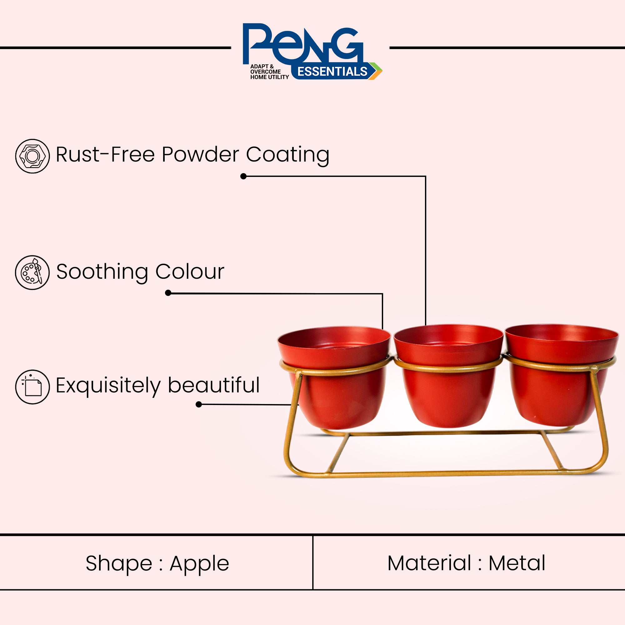 Indoor Metal decor Vase/Planter- Red Set of 2