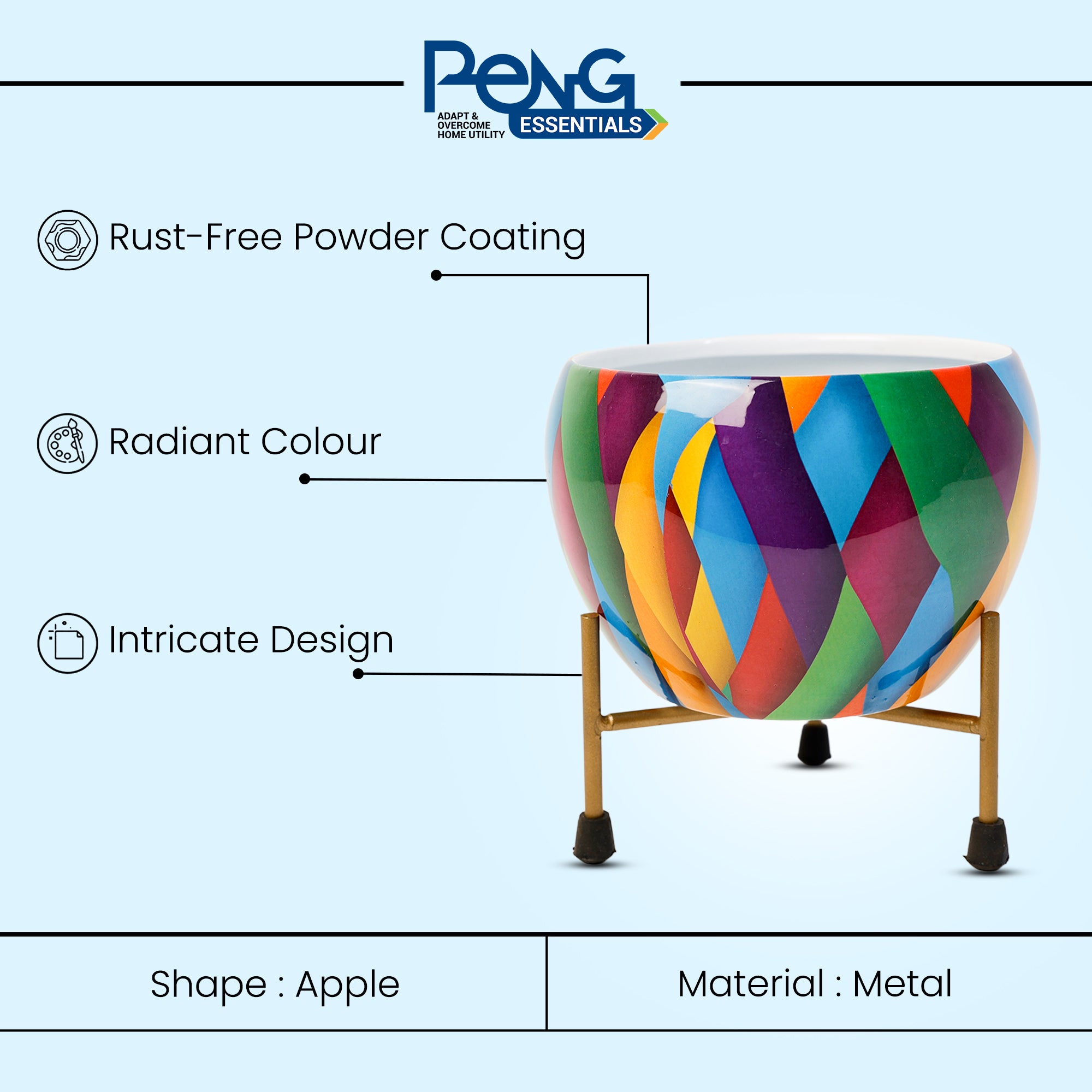 Indoor Metal decor Vase/Planter- Multicolor Set of 2