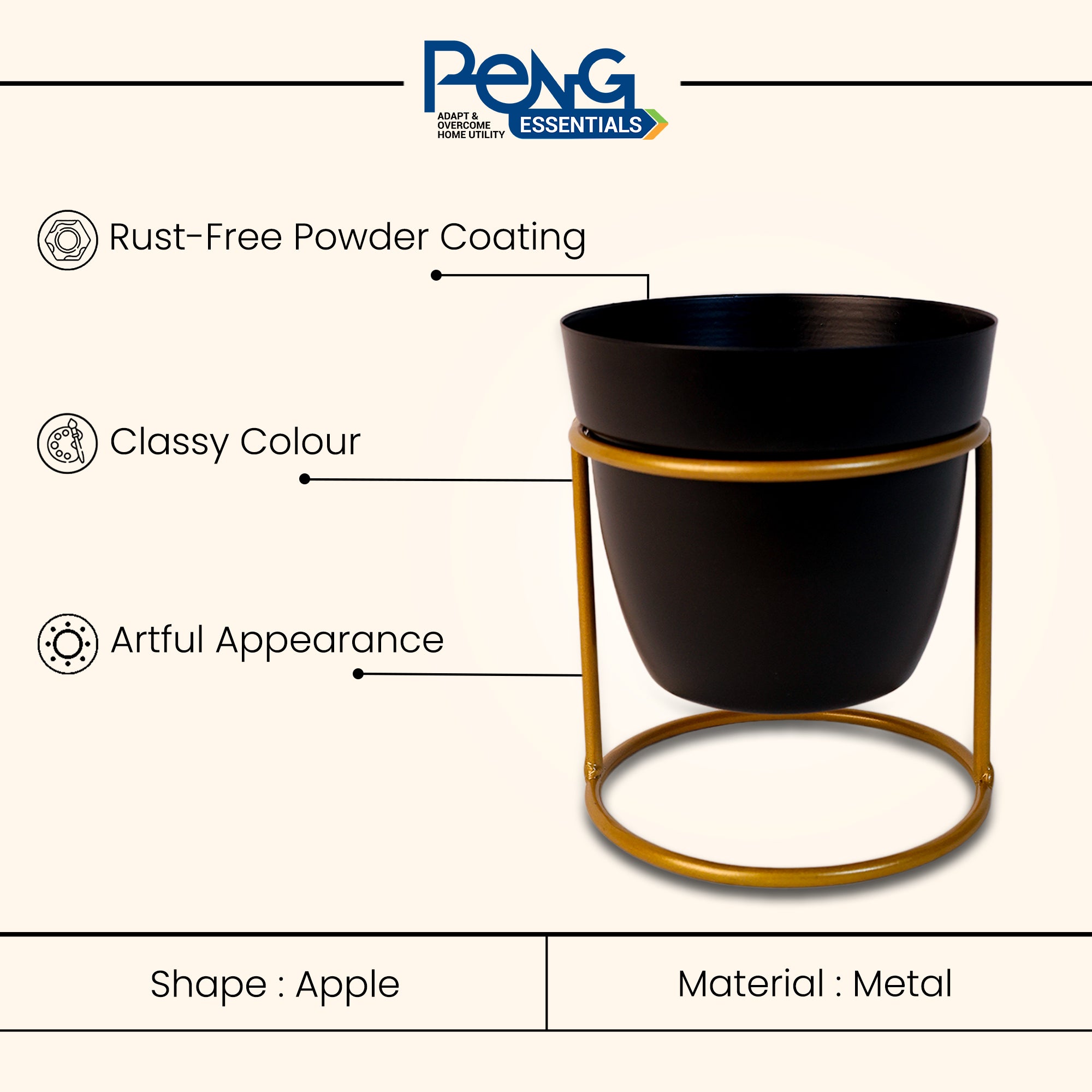 Indoor Metal decor Vase/Planter- Black Set of 2