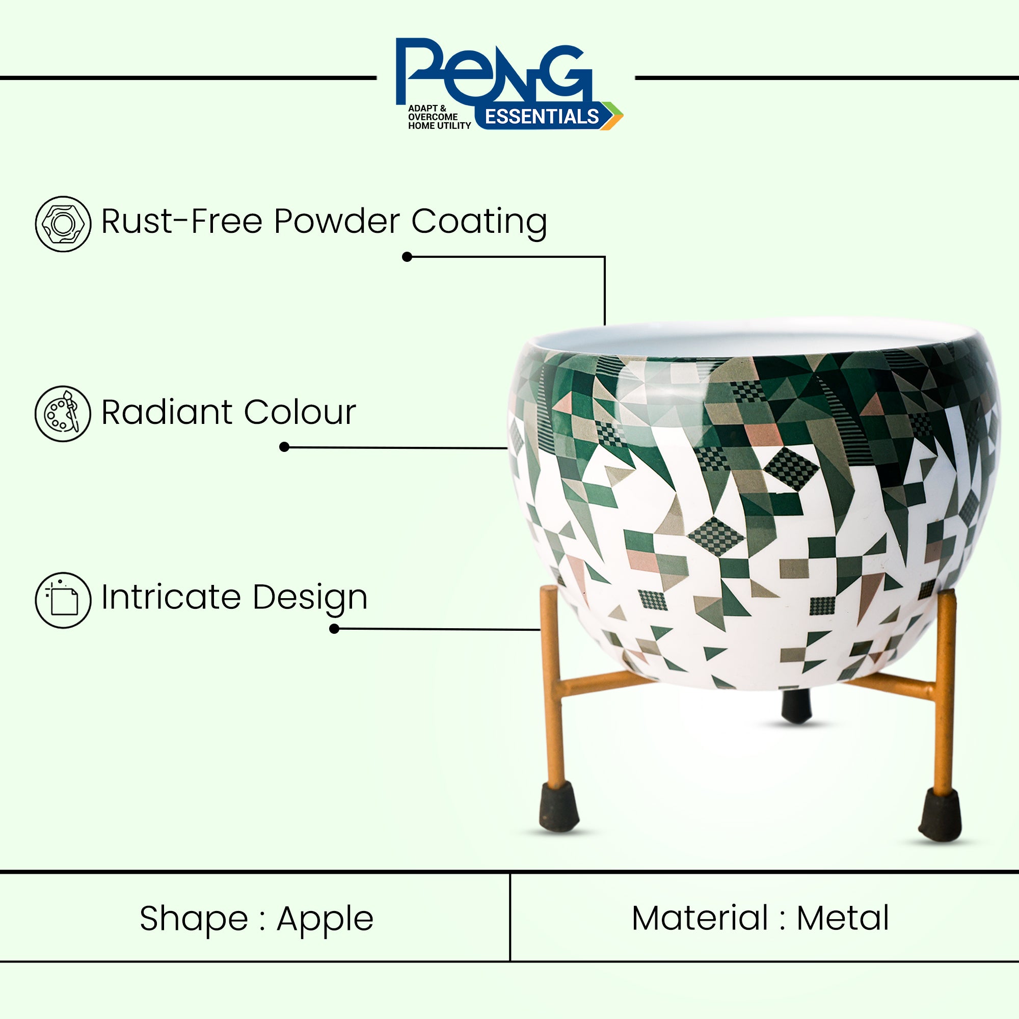 Indoor Metal decor Vase/Planter- White & Green Set of 2