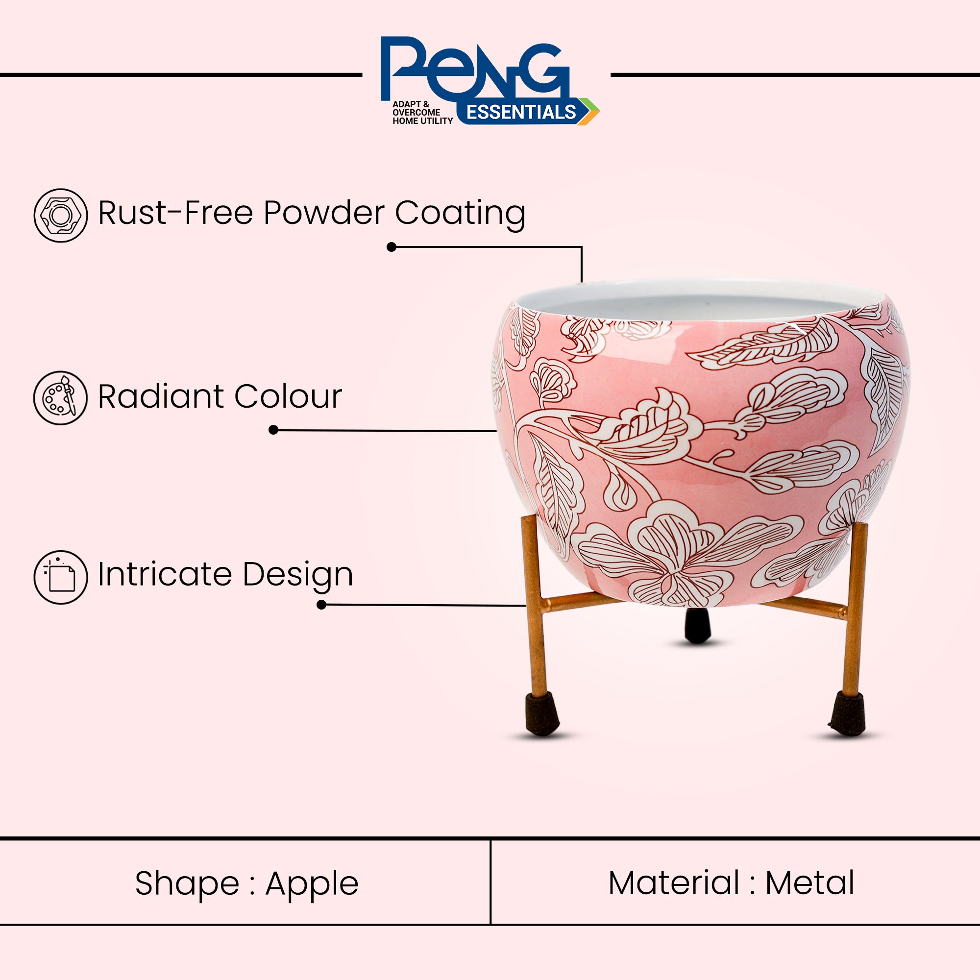 Indoor Metal decor Vase/Planter- Pink Set of 2