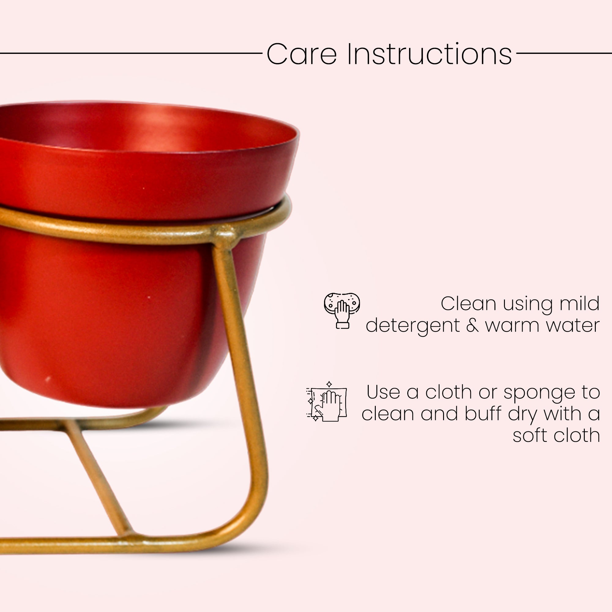 Indoor Metal decor Vase/Planter- Red Set of 2