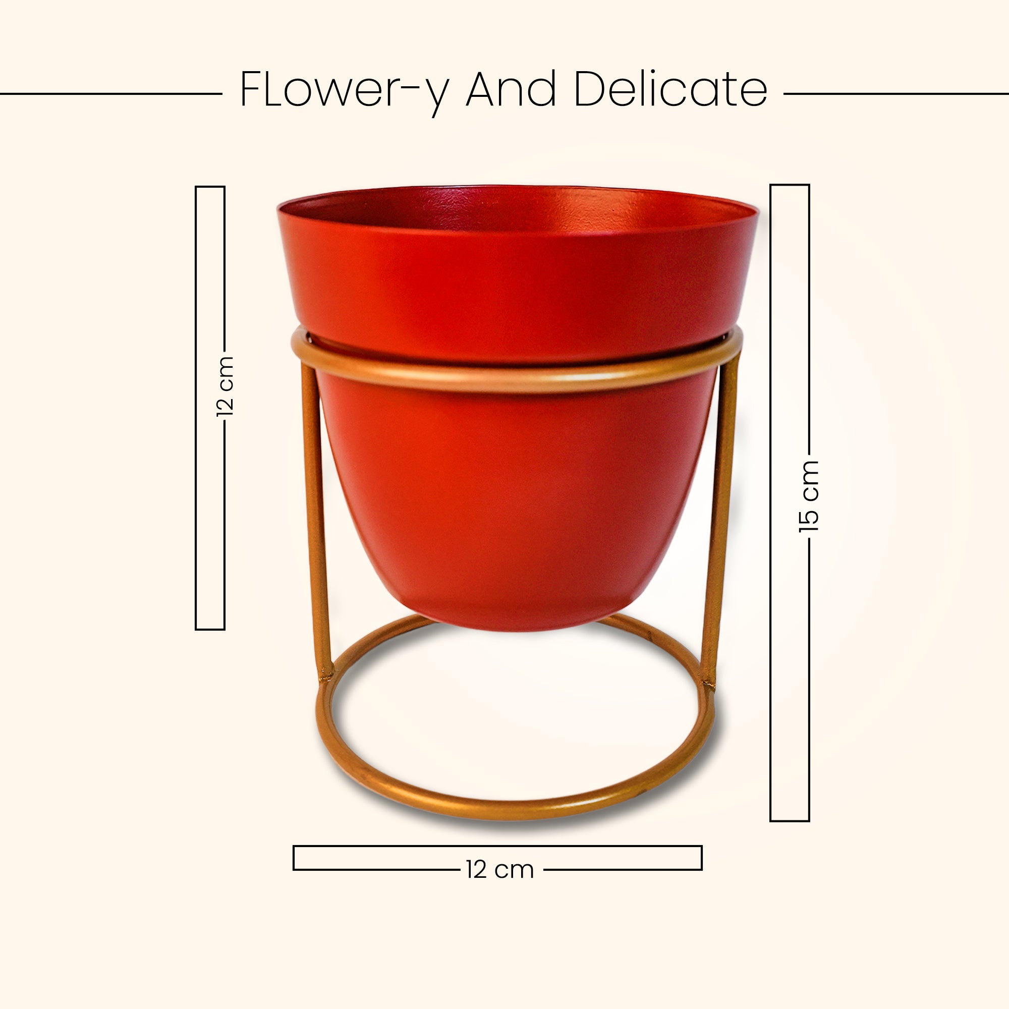 Indoor Metal decor Vase/Planter- Red Set of 2