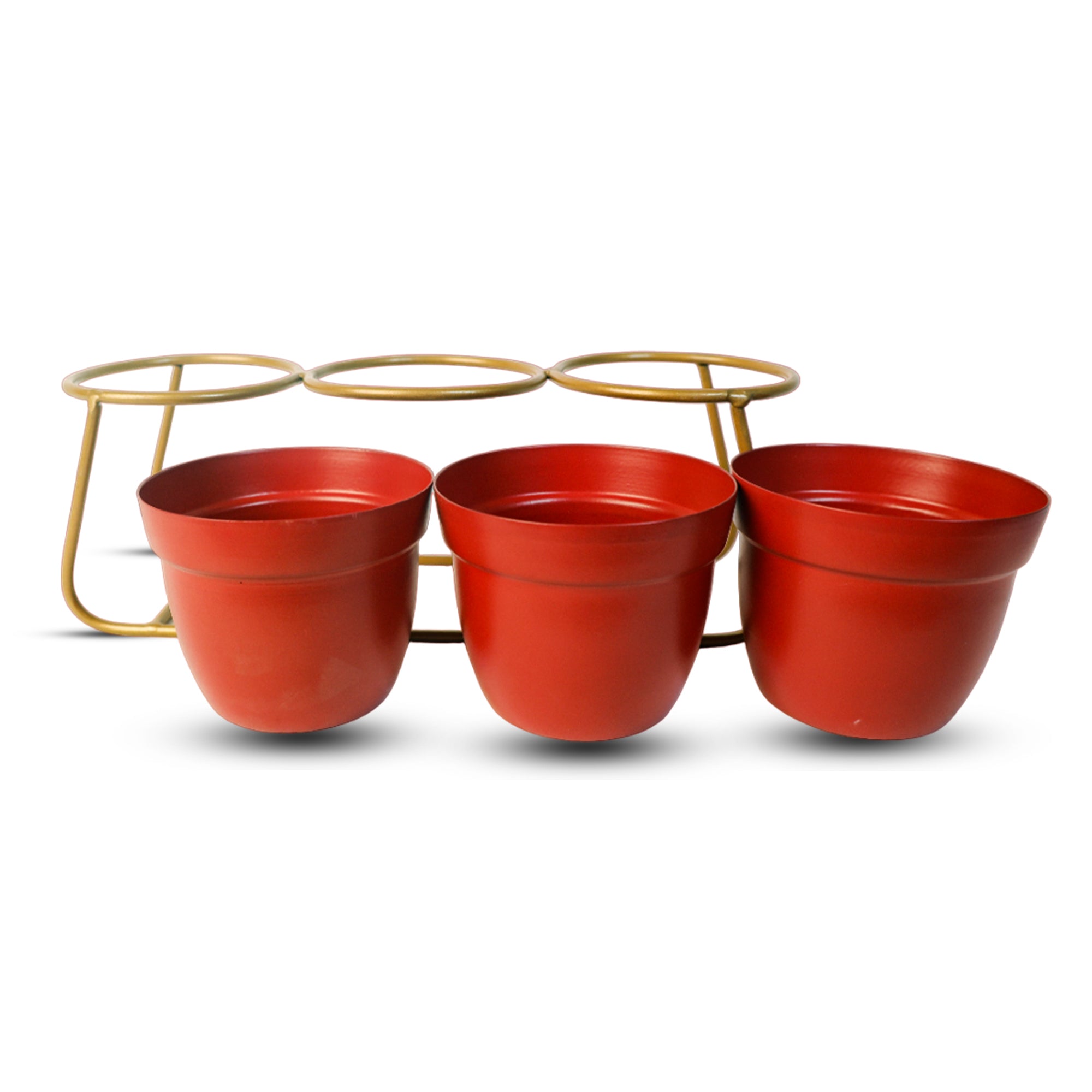 Indoor Metal decor Vase/Planter- Red Set of 2