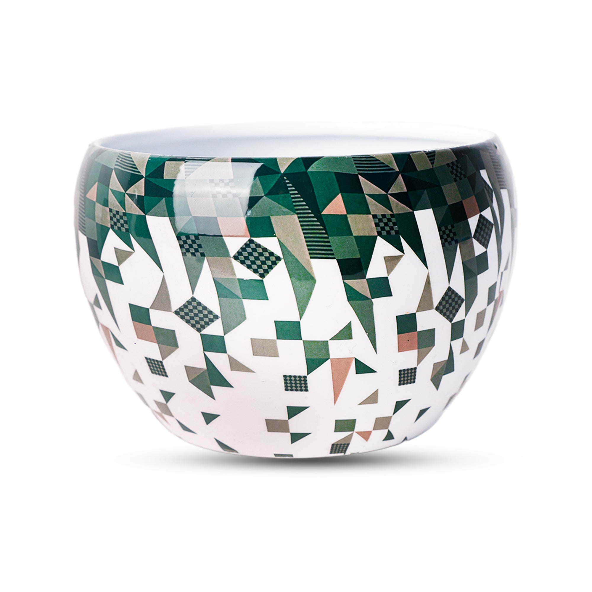 Indoor Metal decor Vase/Planter- White & Green Set of 2