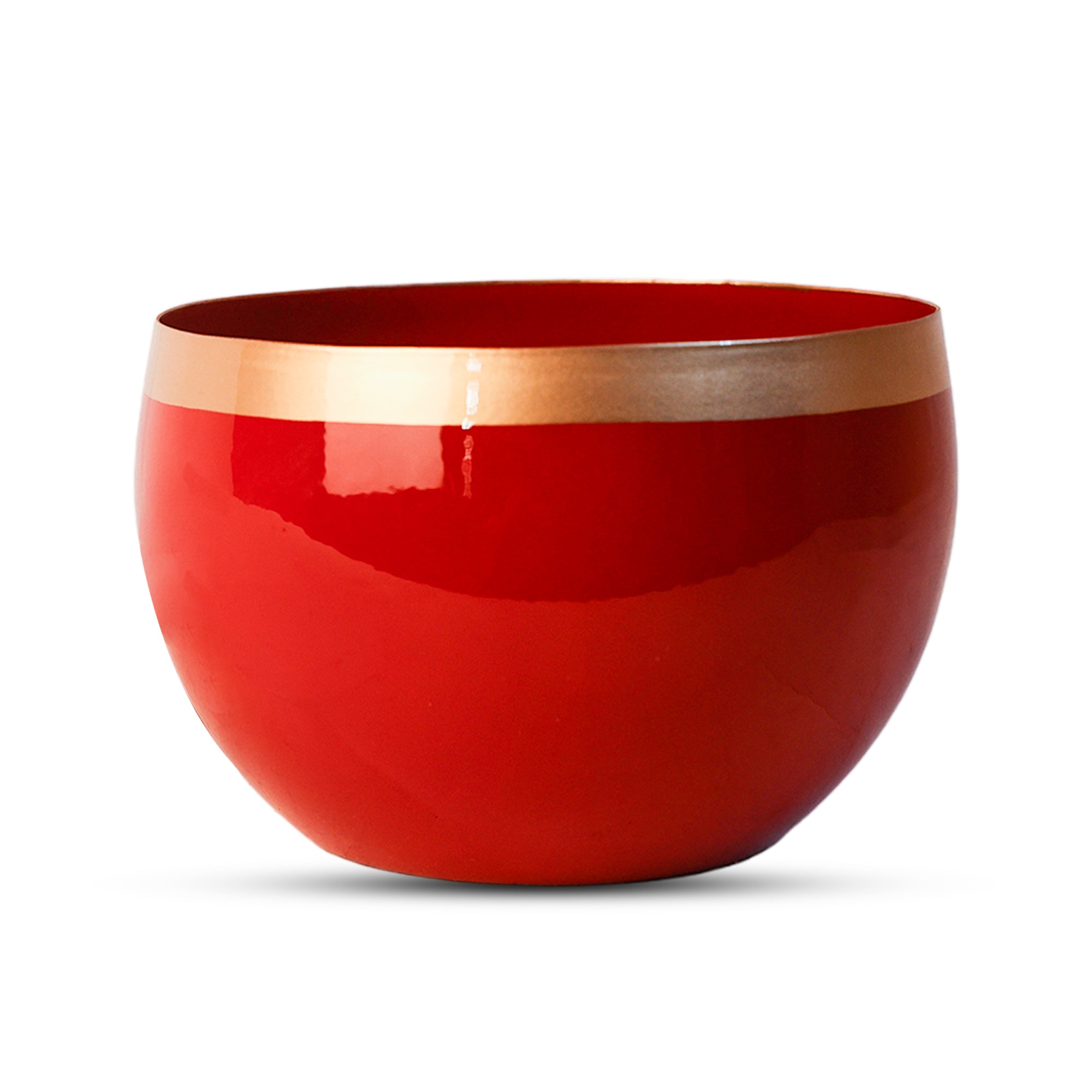 Indoor Metal decor Vase/Planter- Red & Gold Set of 2