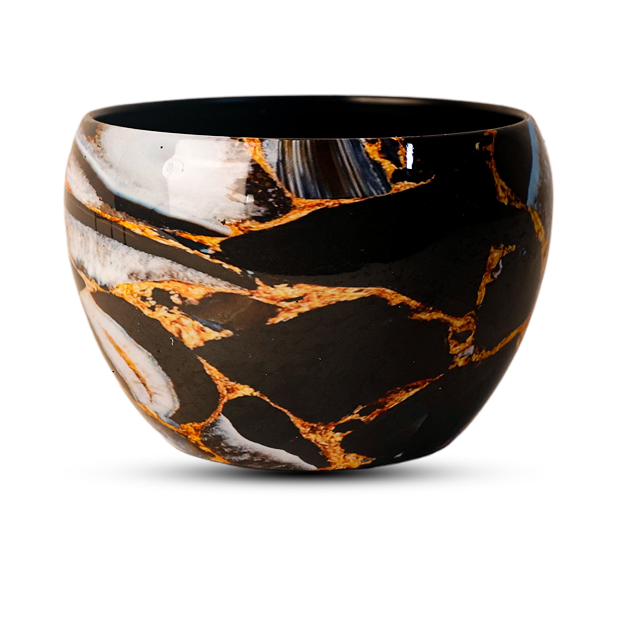 Indoor Metal decor Vase/Planter- Black & Gold Set of 2