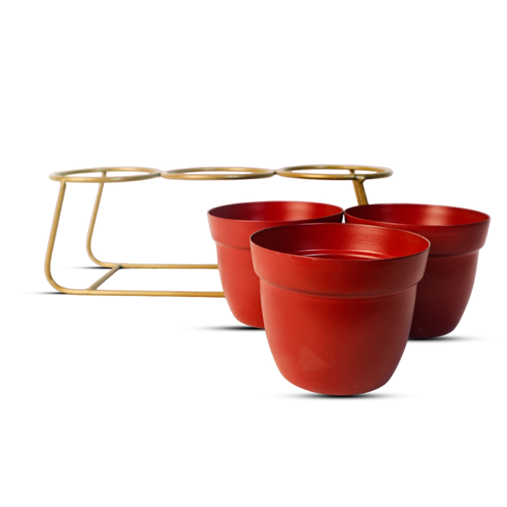 Indoor Metal decor Vase/Planter- Red Set of 2