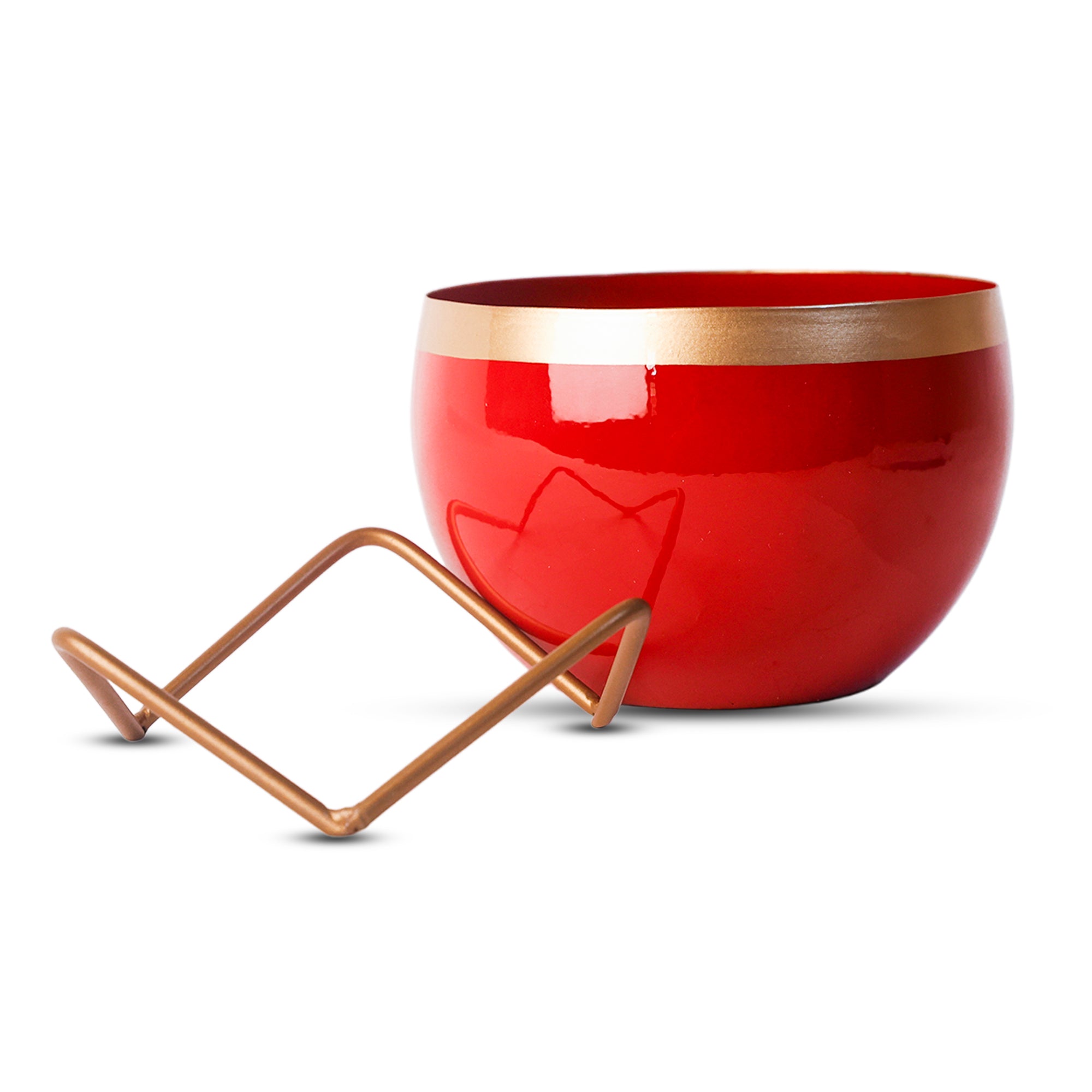 Indoor Metal decor Vase/Planter- Red & Gold Set of 2