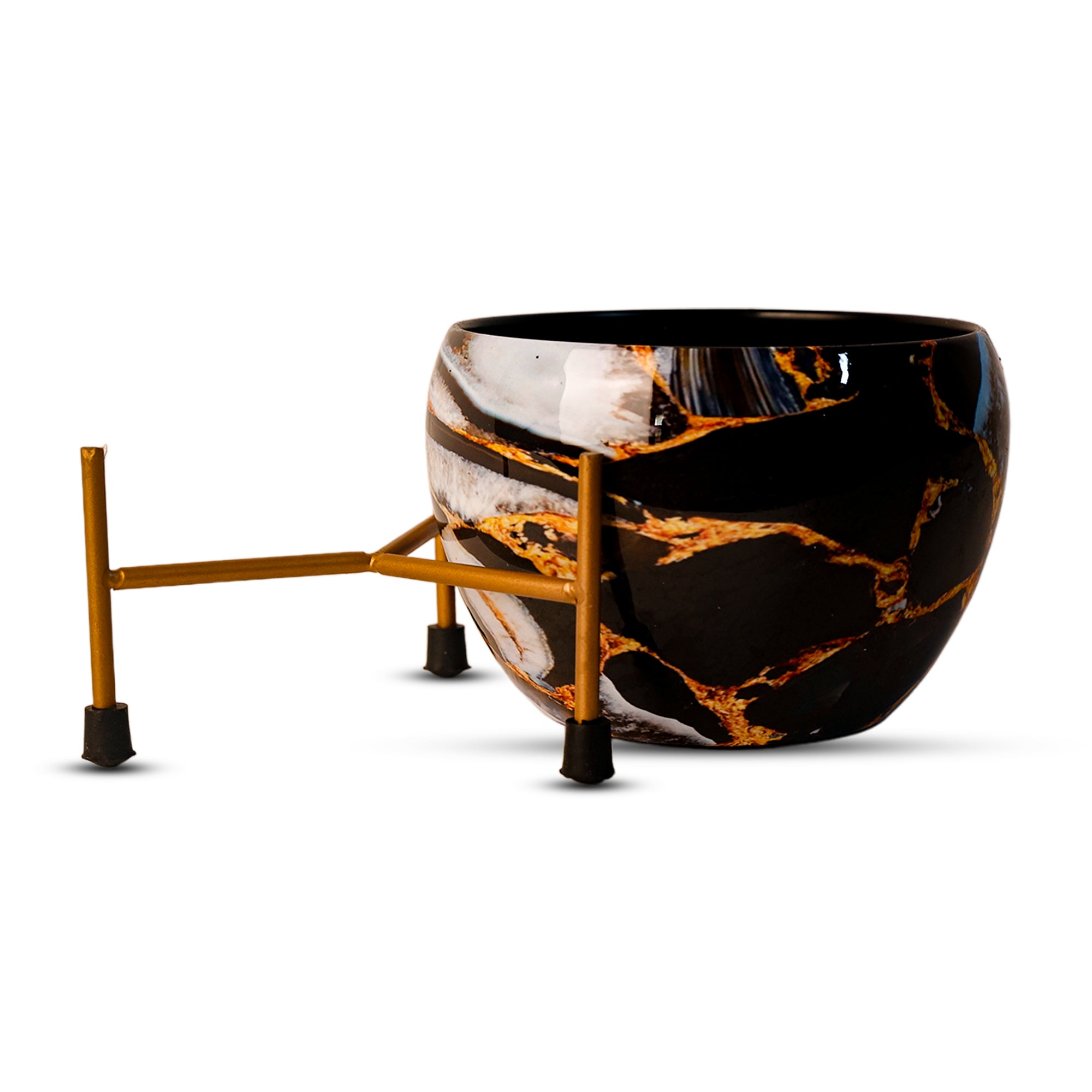 Indoor Metal decor Vase/Planter- Black & Gold Set of 2