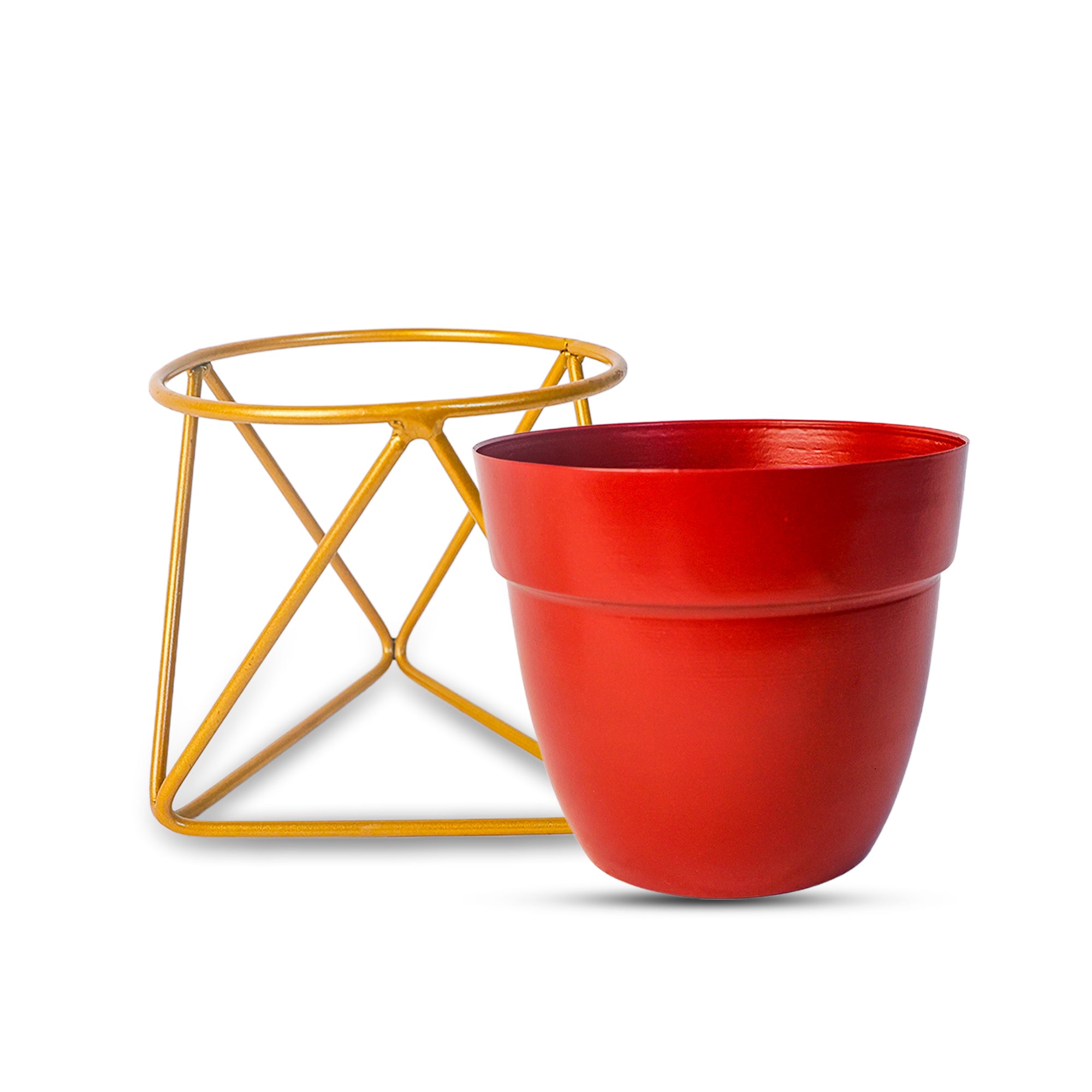 Indoor Metal decor Vase/Planter- Red Set of 2