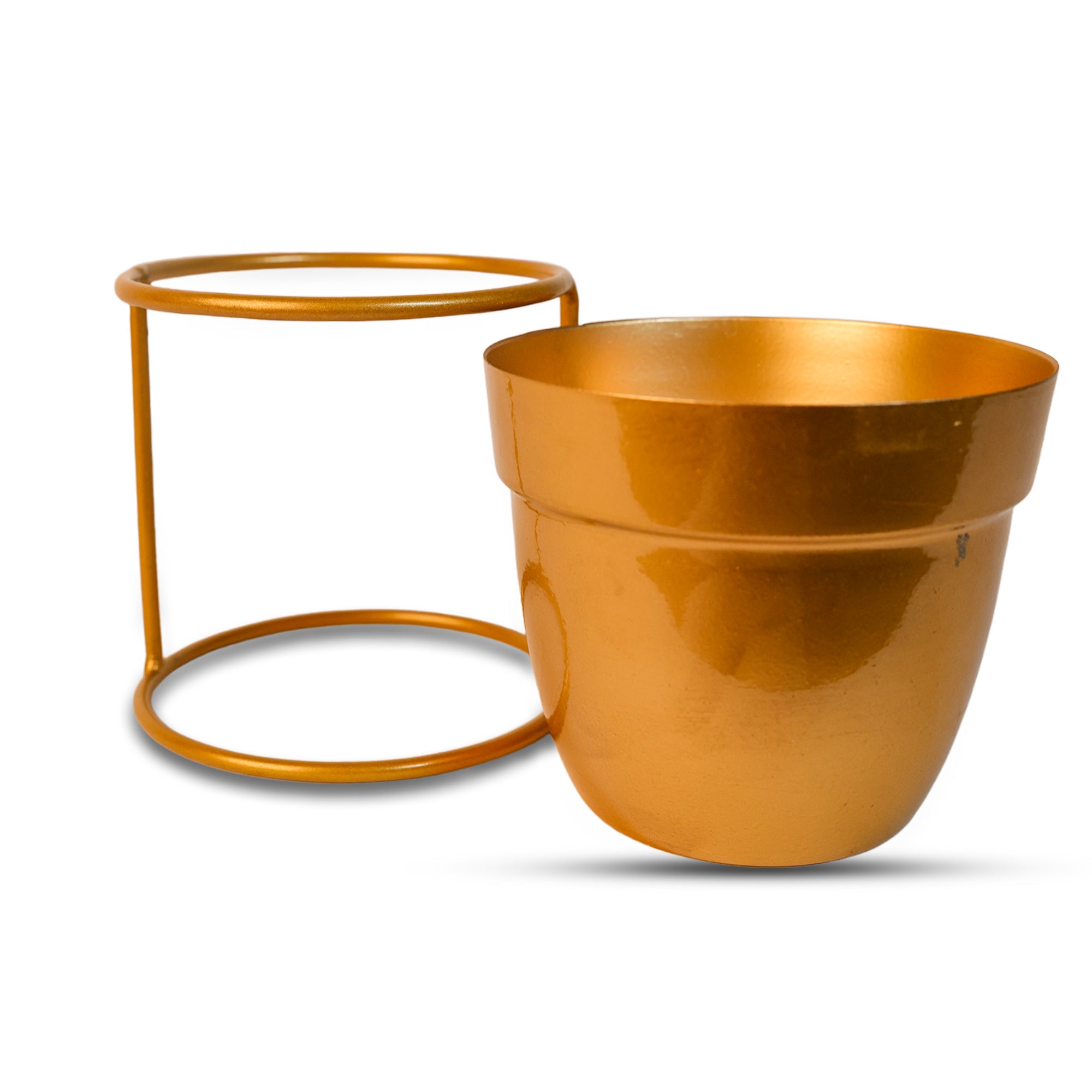 Indoor Metal decor Vase/Planter- Gold set of 2