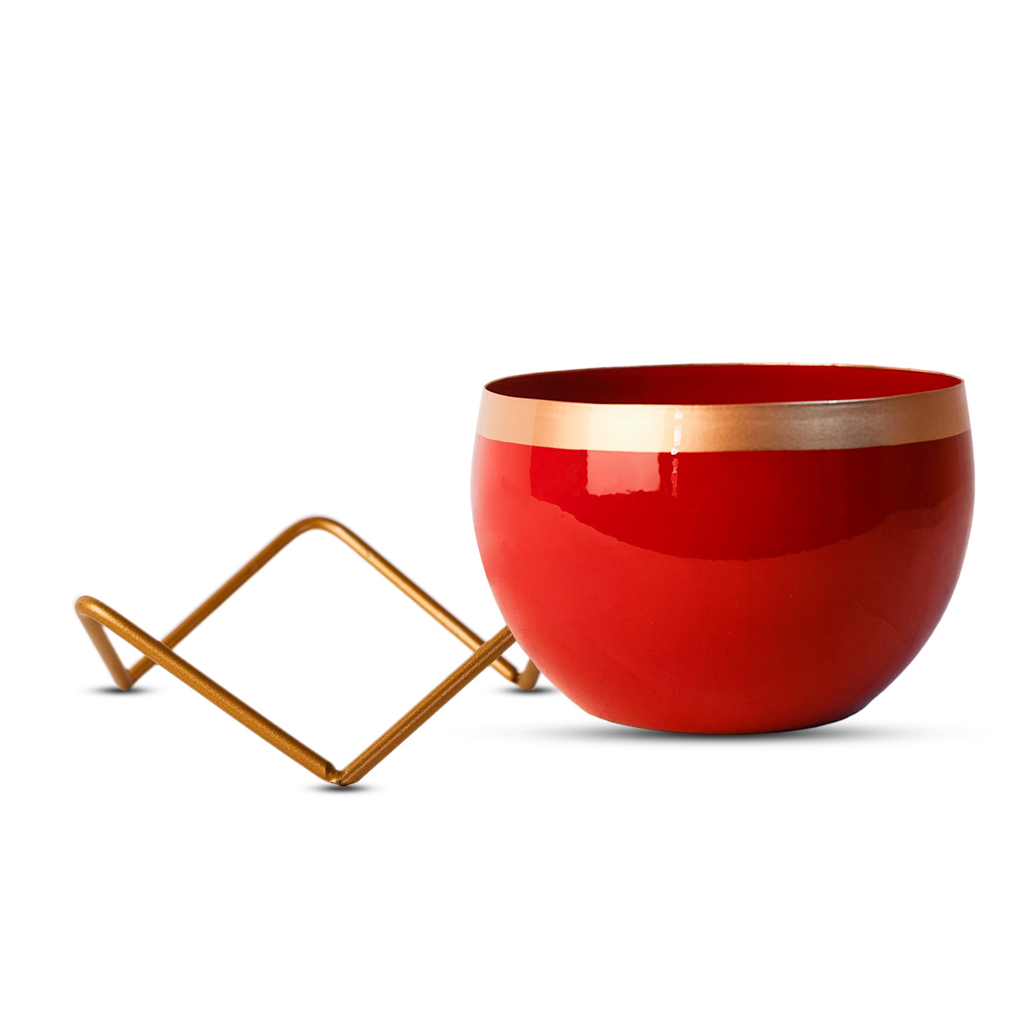 Indoor Metal decor Vase/Planter- Red & Gold Set of 2