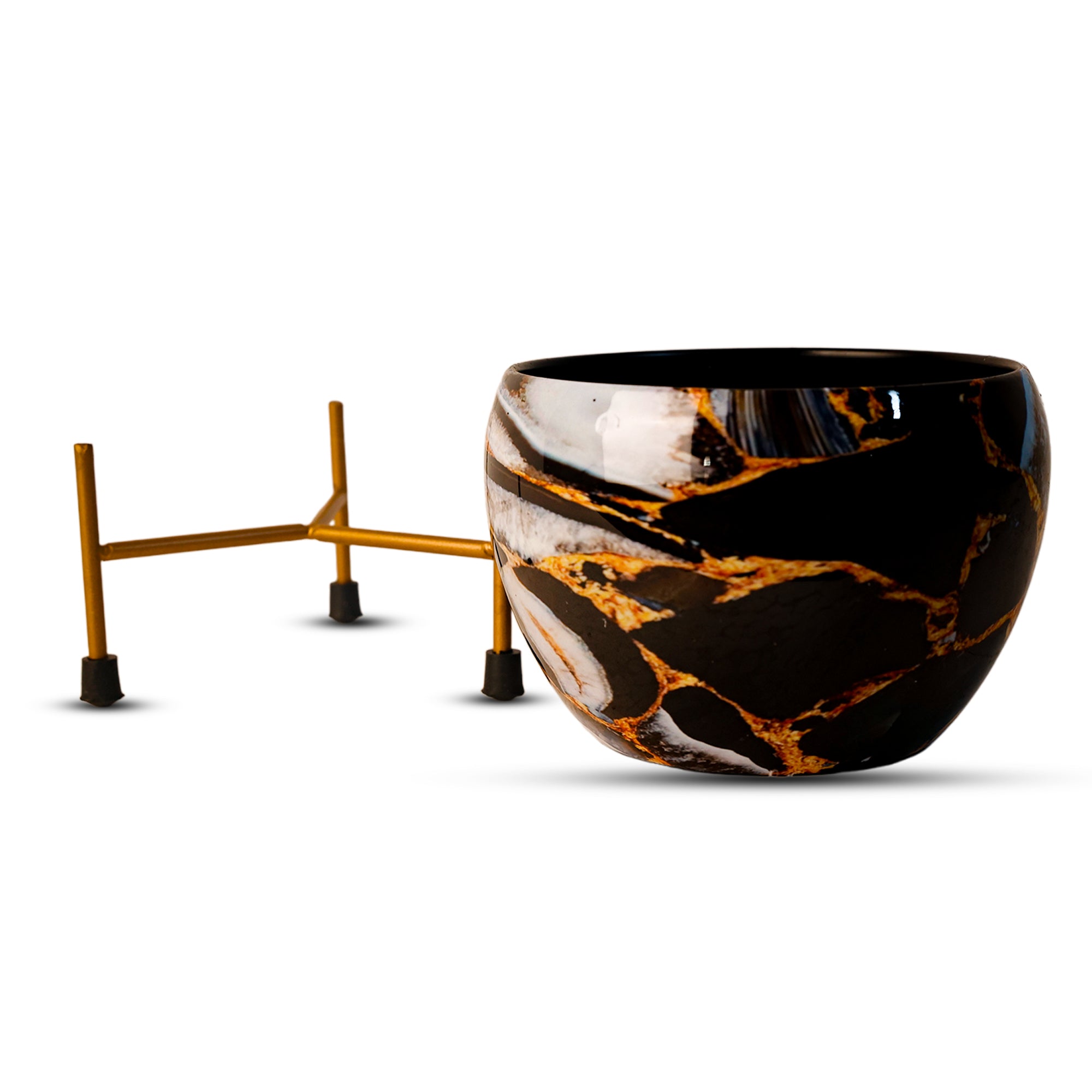 Indoor Metal decor Vase/Planter- Black & Gold Set of 2