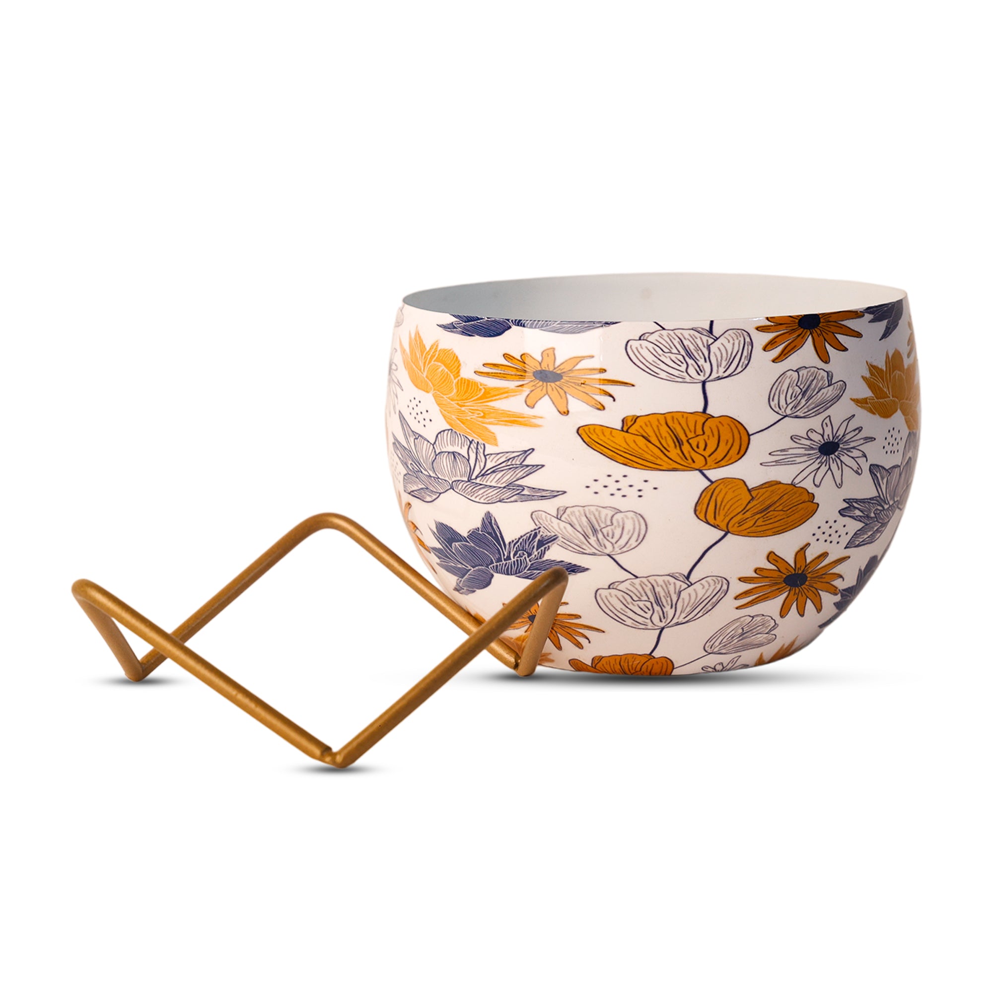 Indoor Metal decor Vase/Planter- Flower Print Set of 2