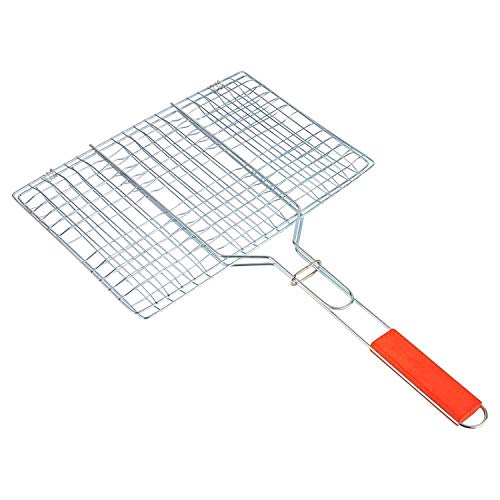 Barbecue BBQ Grill Net Basket Roast Grilling Tray Chromium Plated Hand