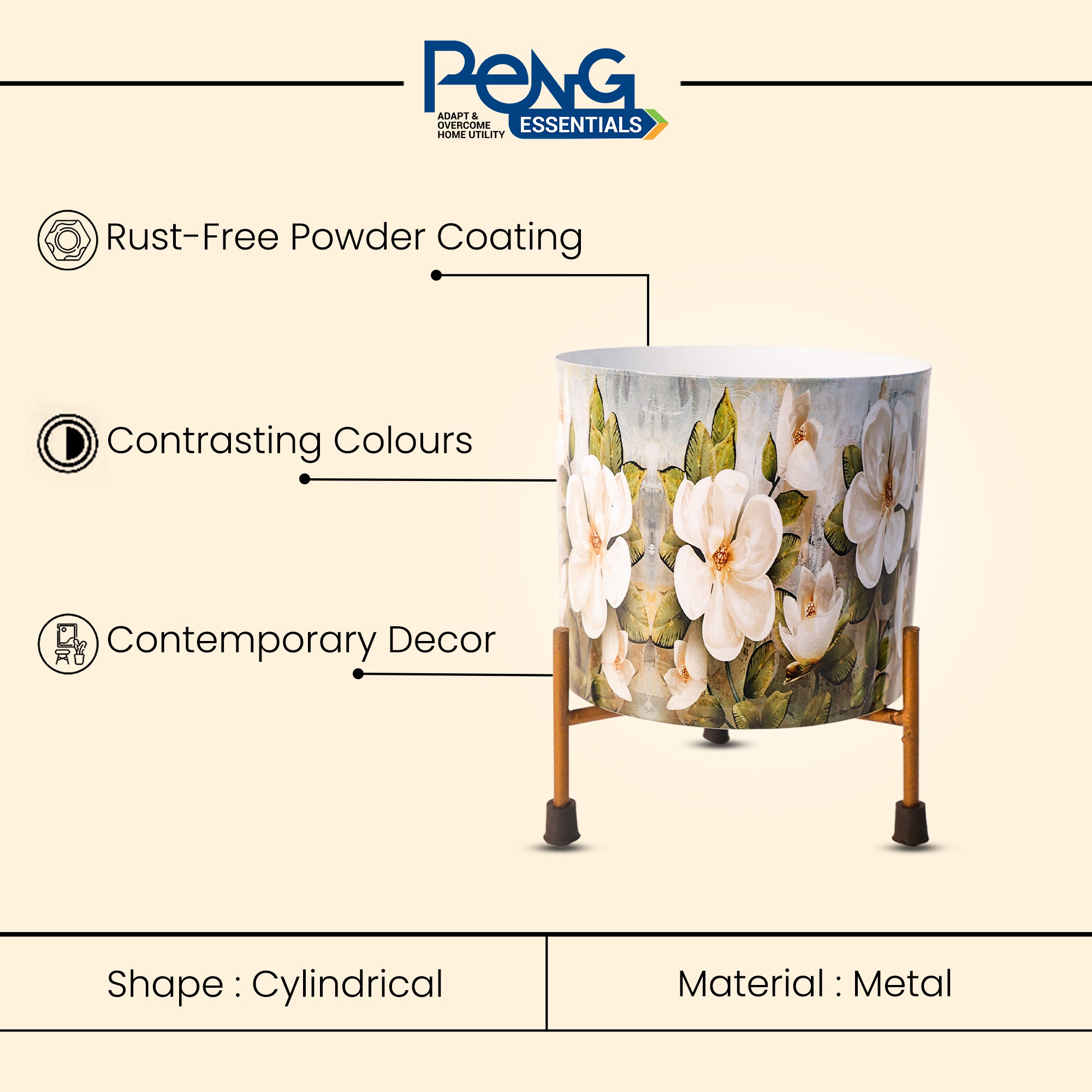 Indoor Metal decor Vase/Planter- Floral