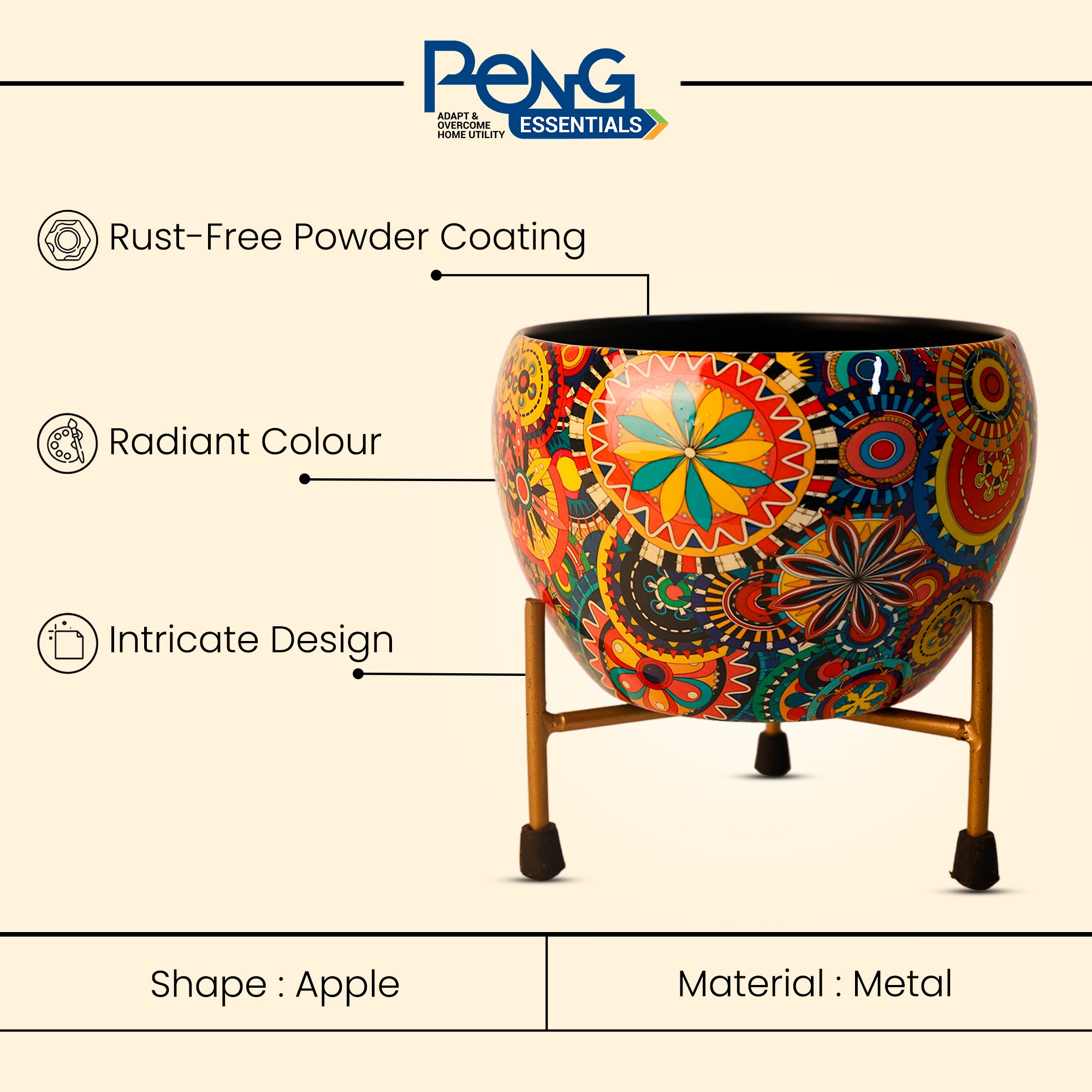 Indoor Metal decor Vase/Planter- Multicolor