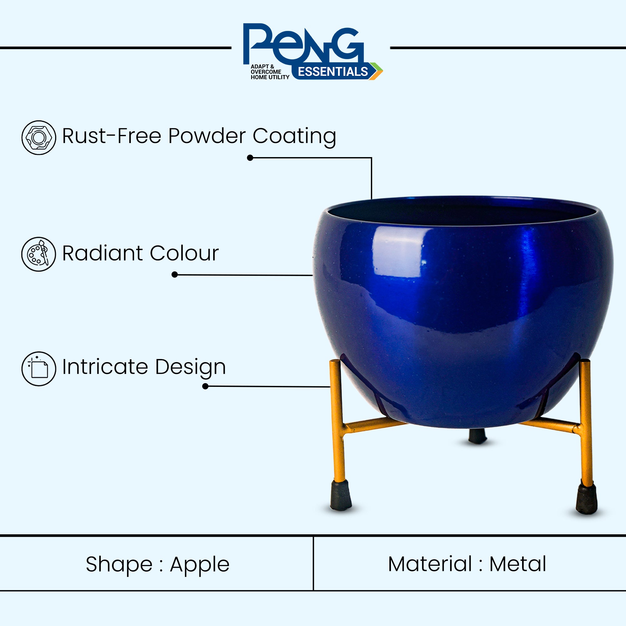 Indoor Metal decor Vase/Planter- Royal Blue