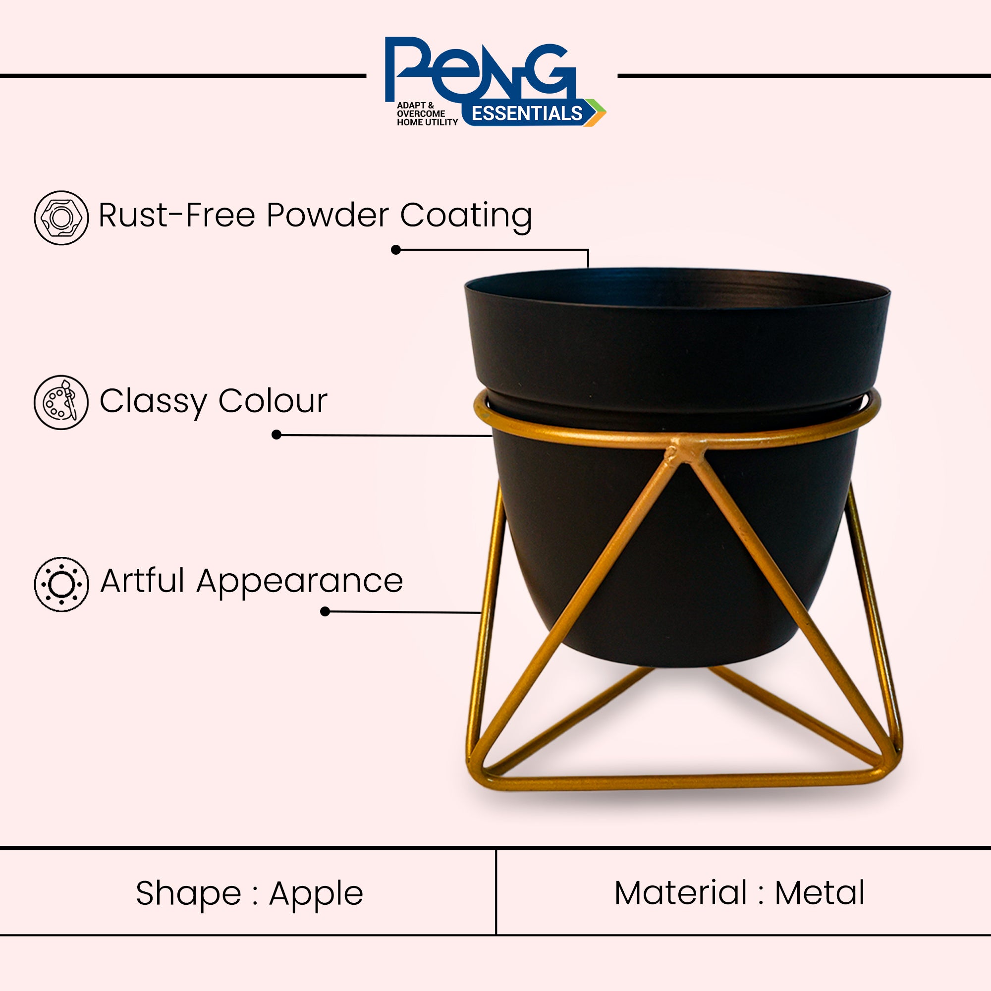 Indoor Metal decor Vase/Planter- Black Set of 2