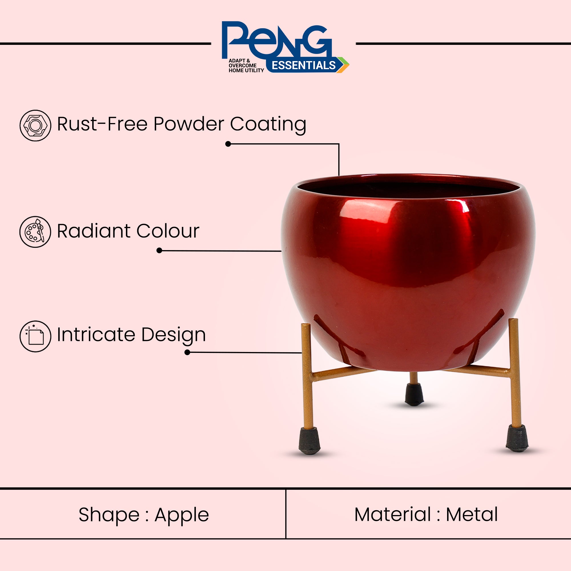 Indoor Metal decor Vase/Planter- Red