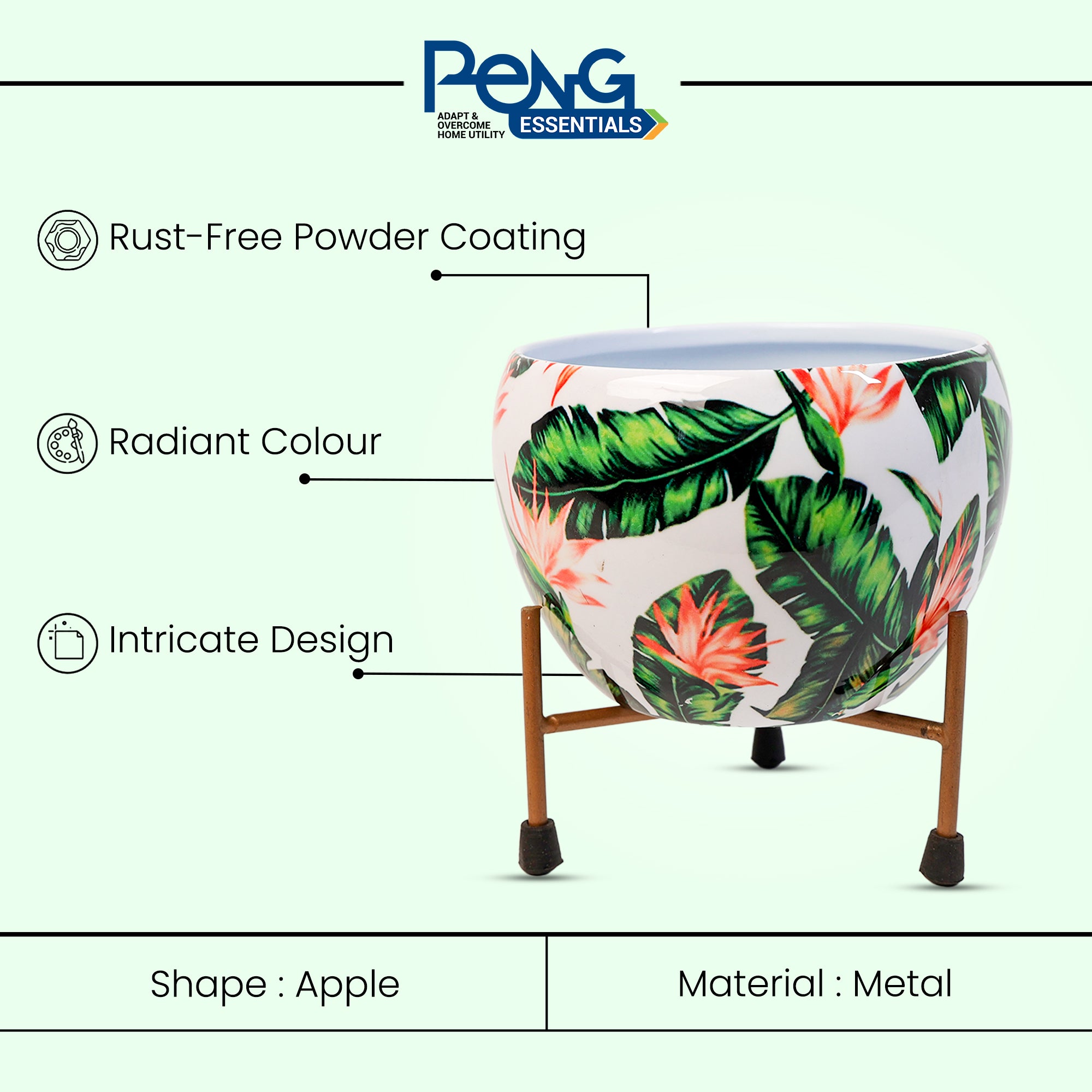 Indoor Metal decor Vase/Planter- White Flower