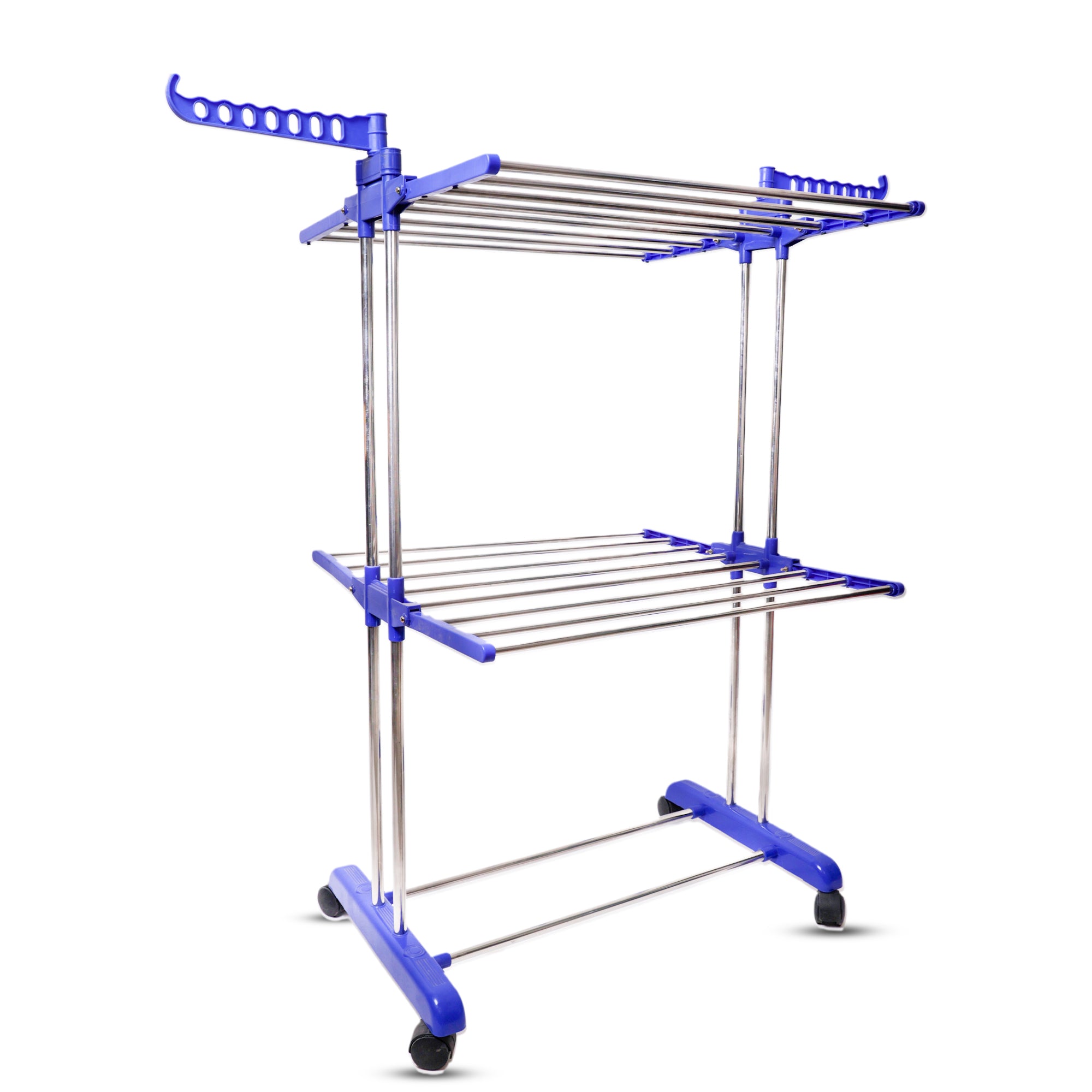 Stainless Steel Cloth Drying Stand I 2-Tier Stainless Steel I (Blue)