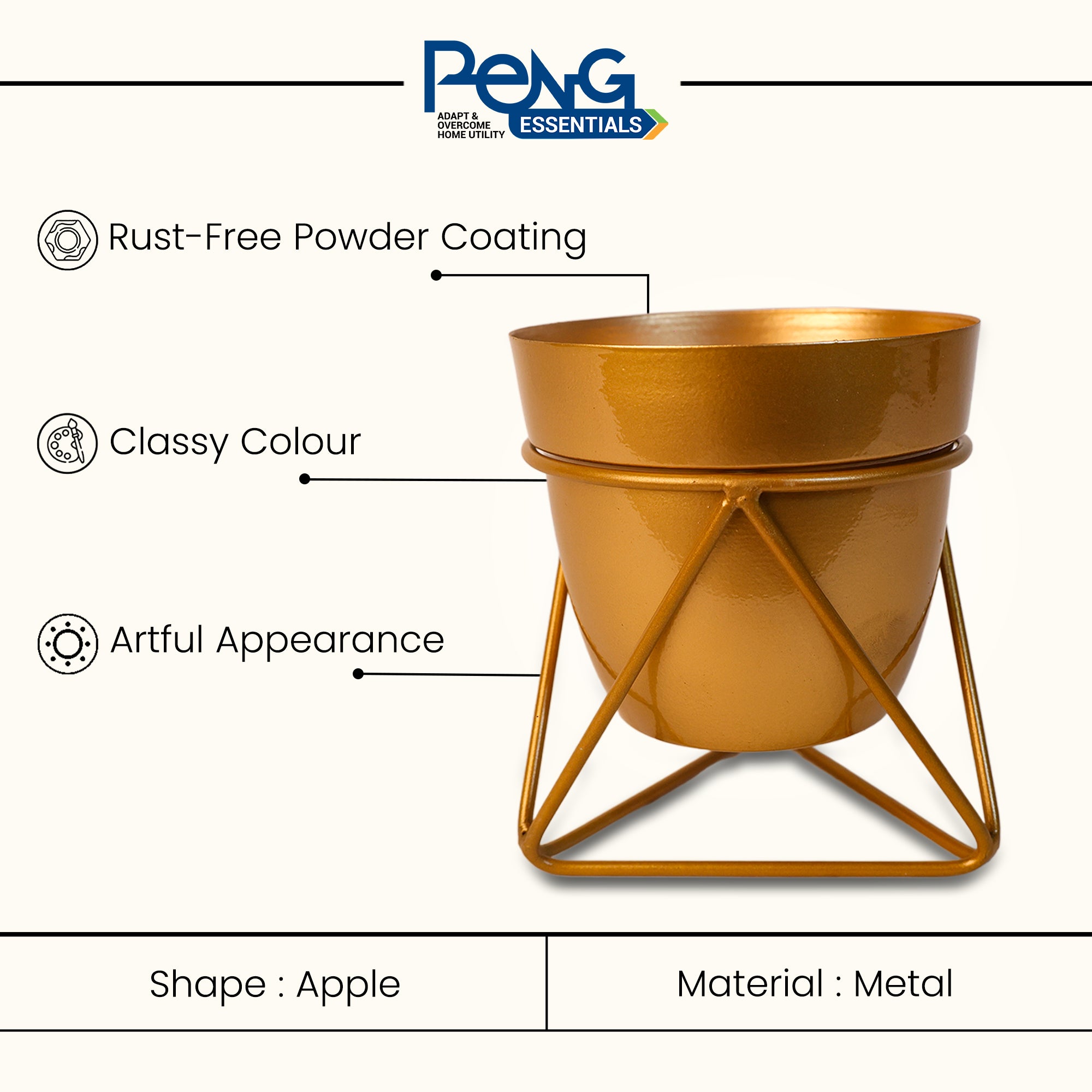 Indoor Metal decor Vase/Planter- Gold