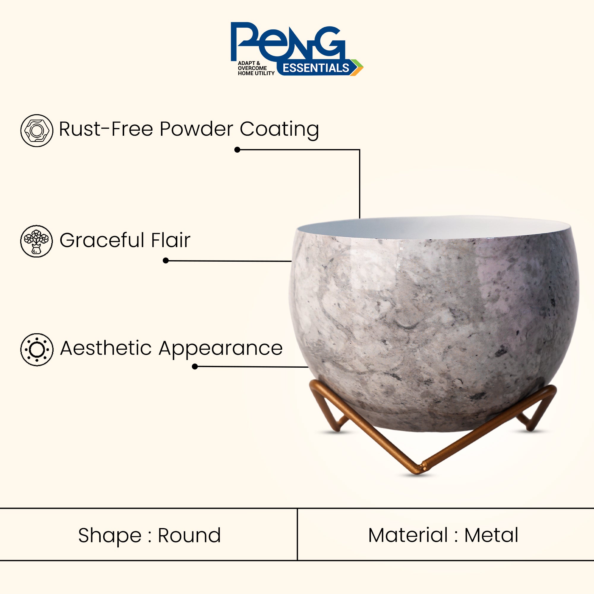 Indoor Metal decor Vase/Planter- Grey Set of 2