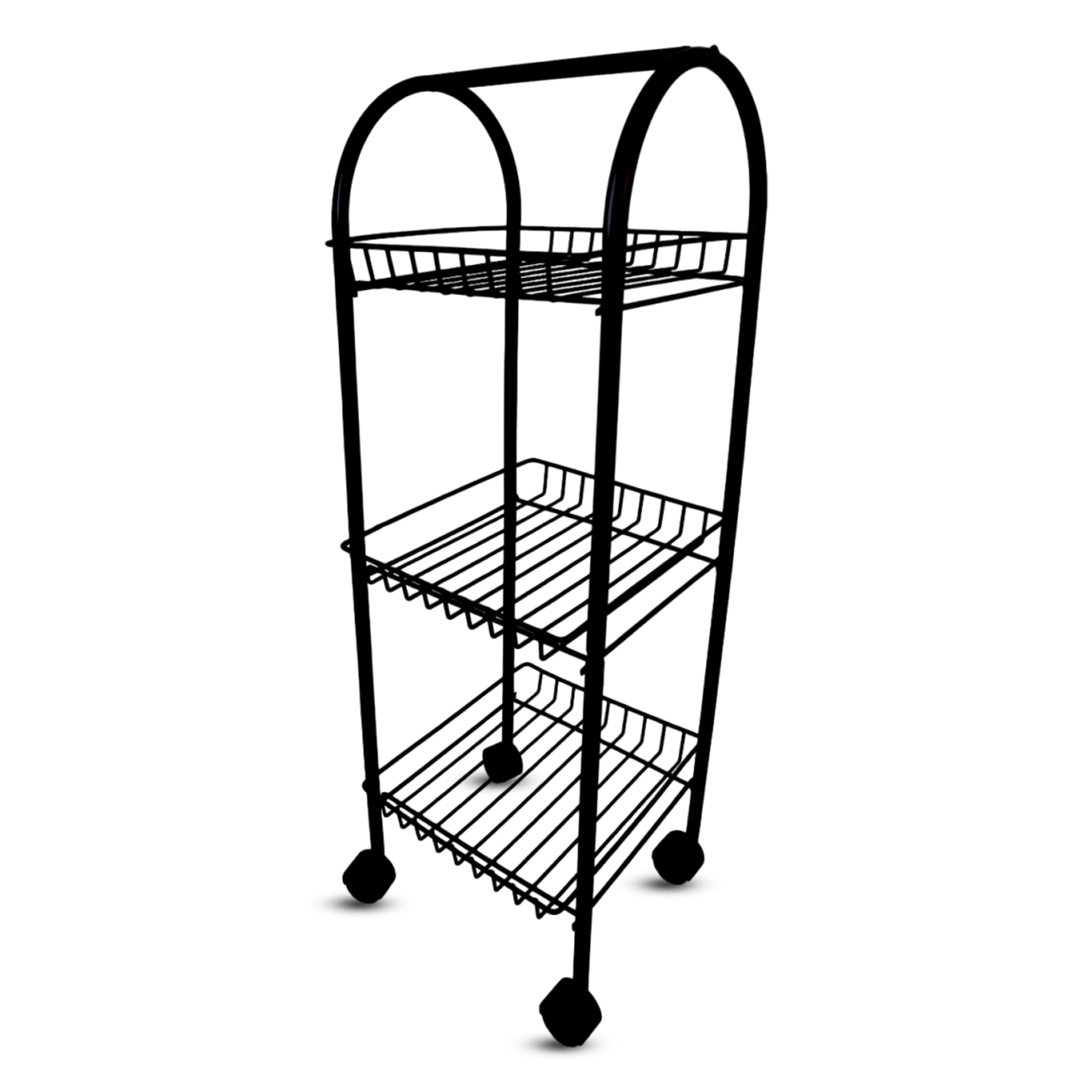 Multi-Purpose Trolley Storage Organizer I Kitchen Trolley with Wheels I Black