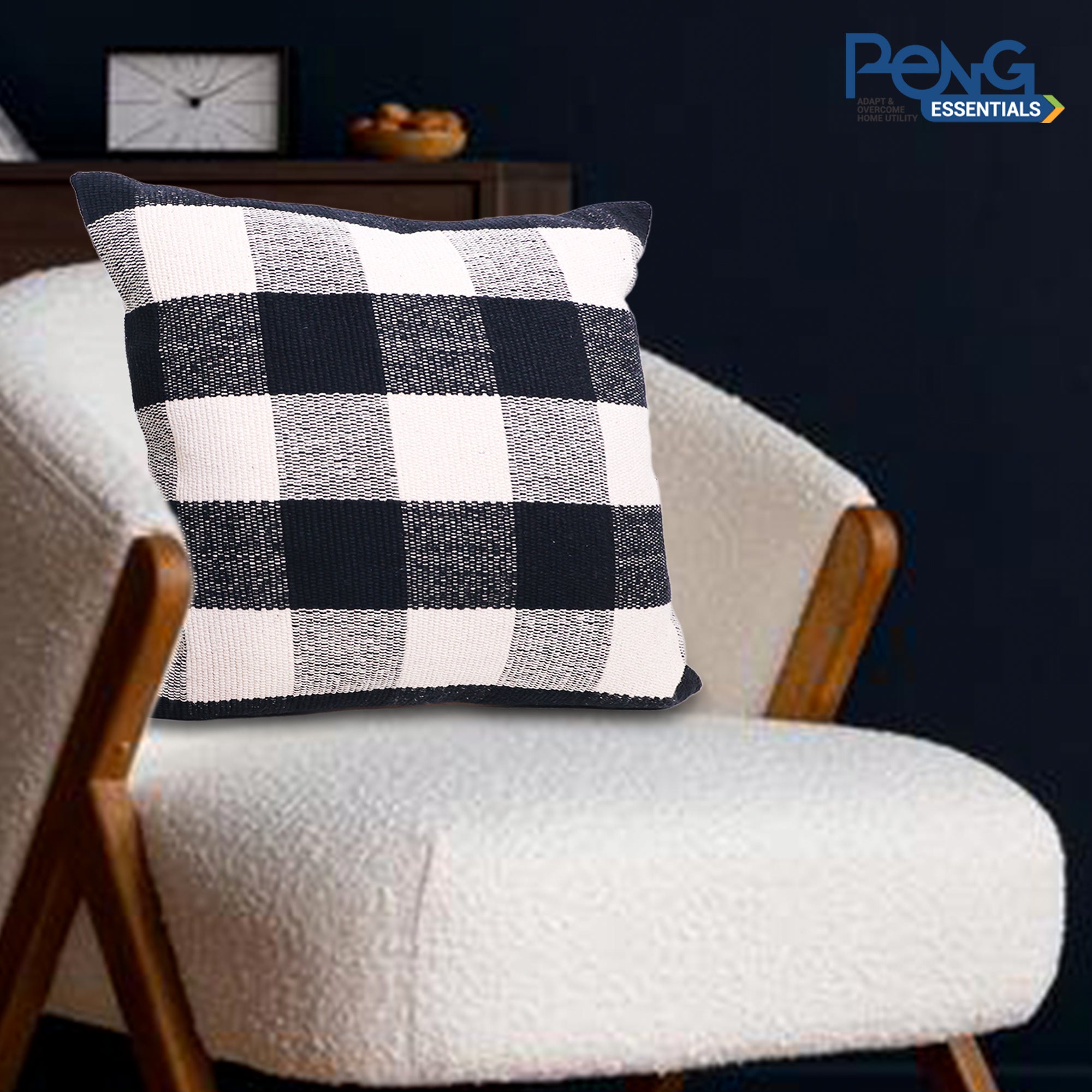 Black Buffalo Check Cushion Covers (18x18 inch) Pack of 2 I Black