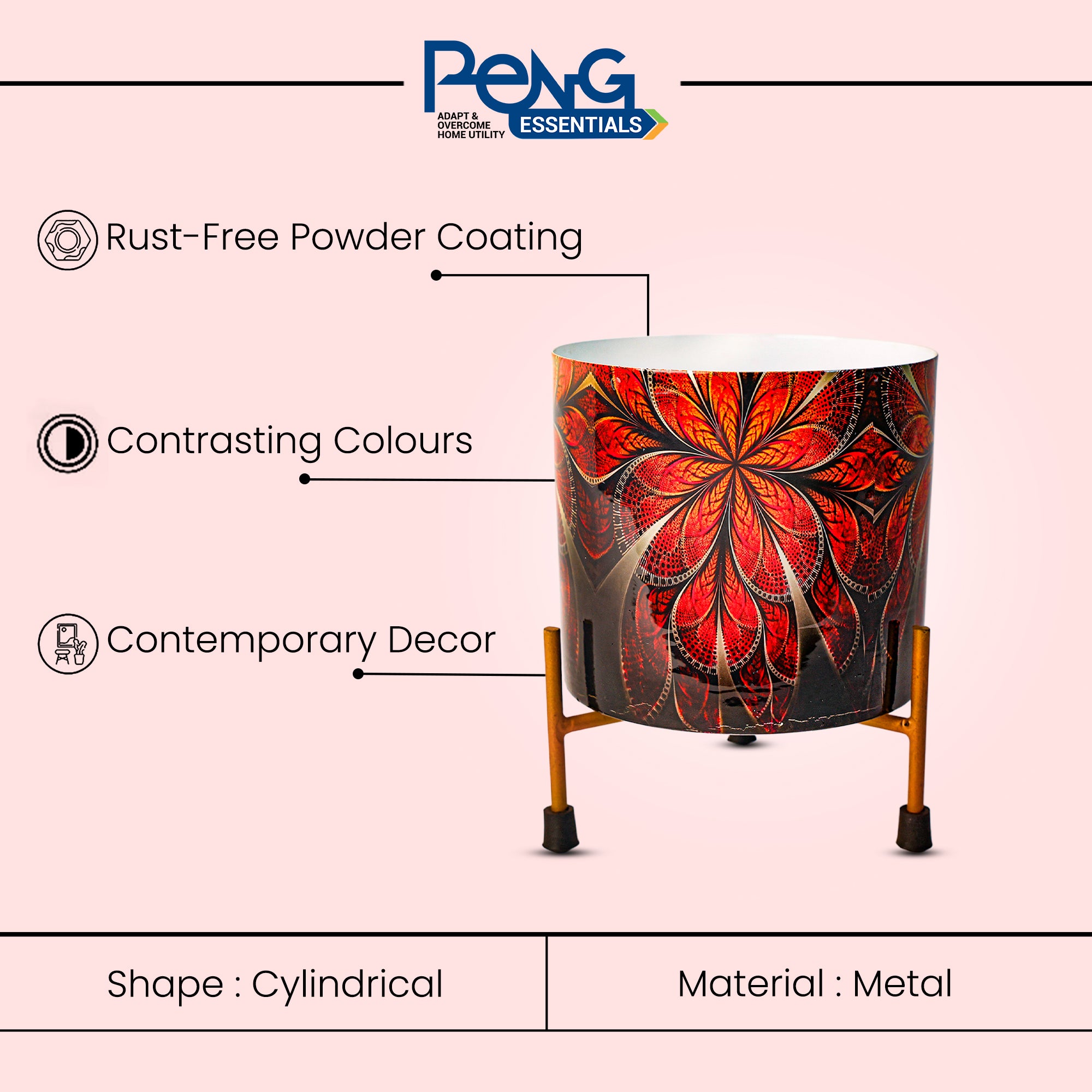 Indoor Metal decor Vase/Planter- Red