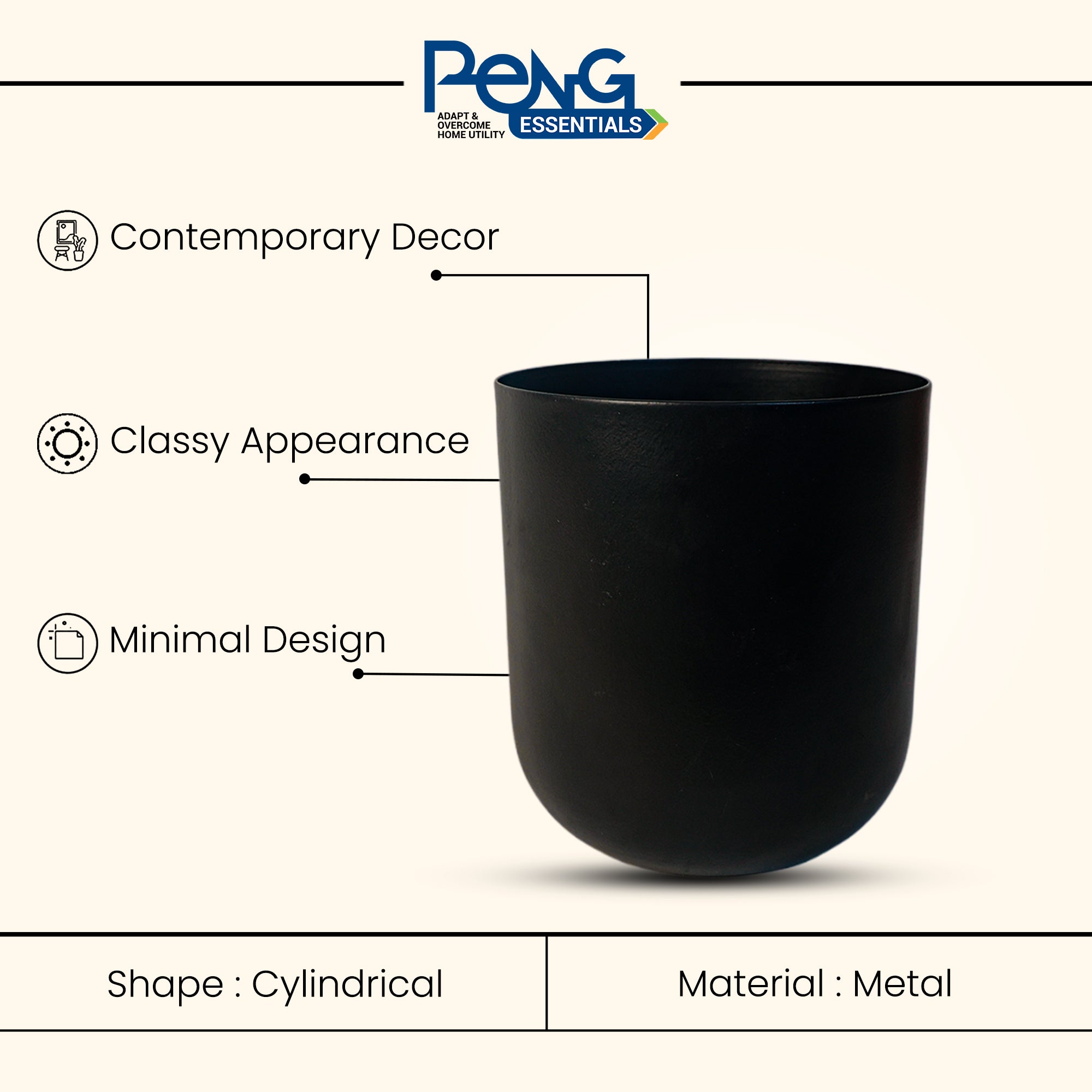 Indoor Metal decor Vase/Planter- Black Set of 2