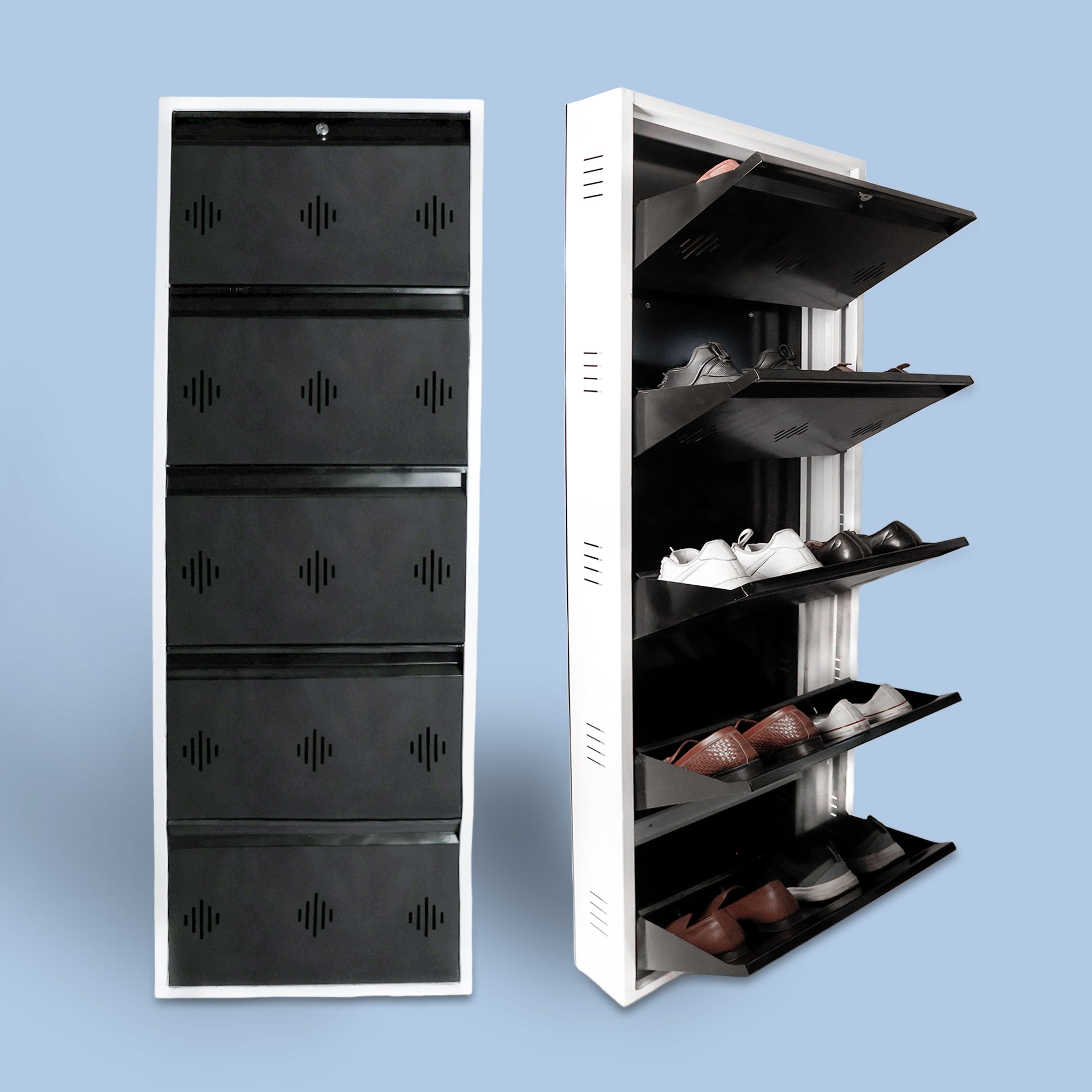 Wide Space Saver 5 Level Shoe Rack (5 Level 24 inch, Brown)