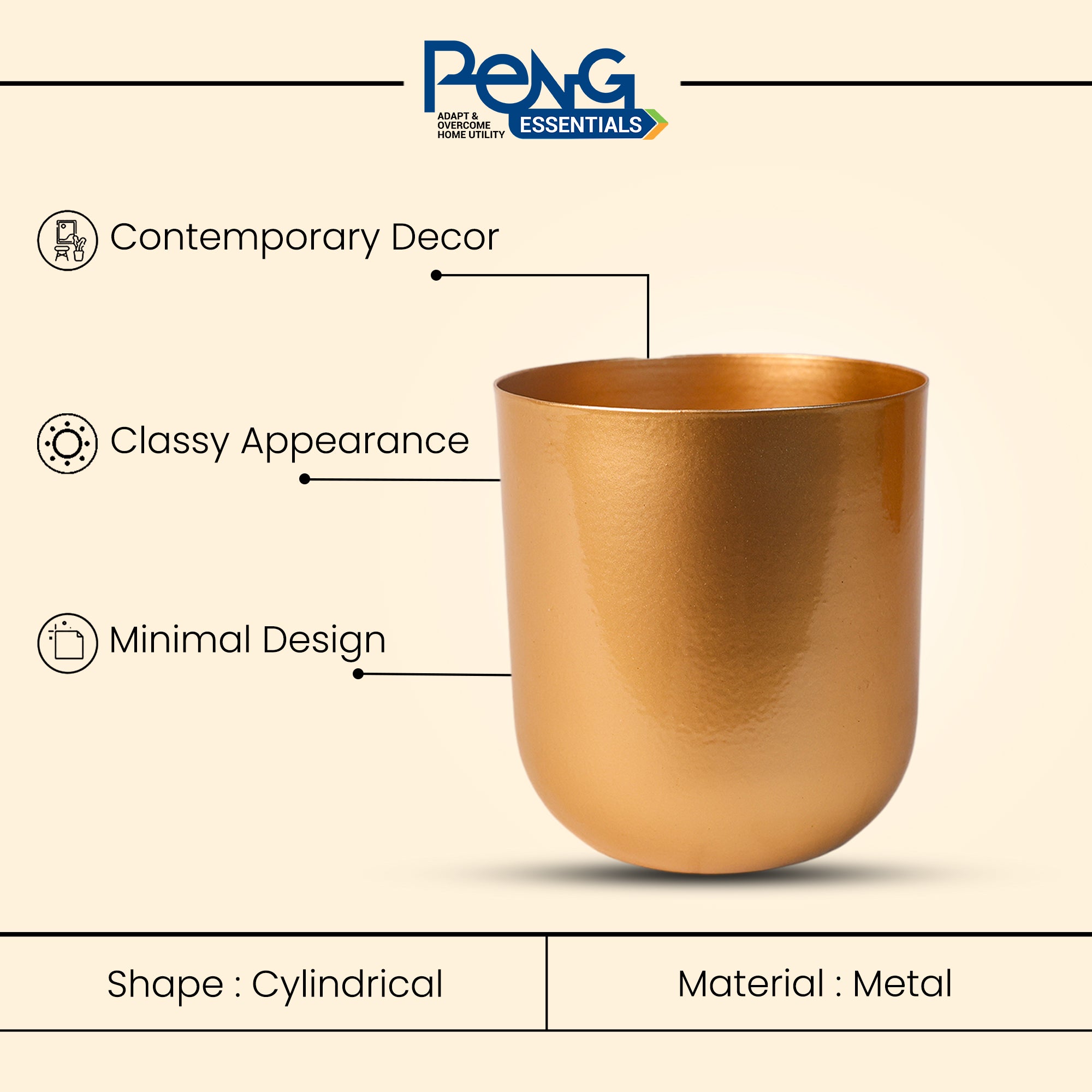 Indoor Metal decor Vase/Planter- Gold Set of 2