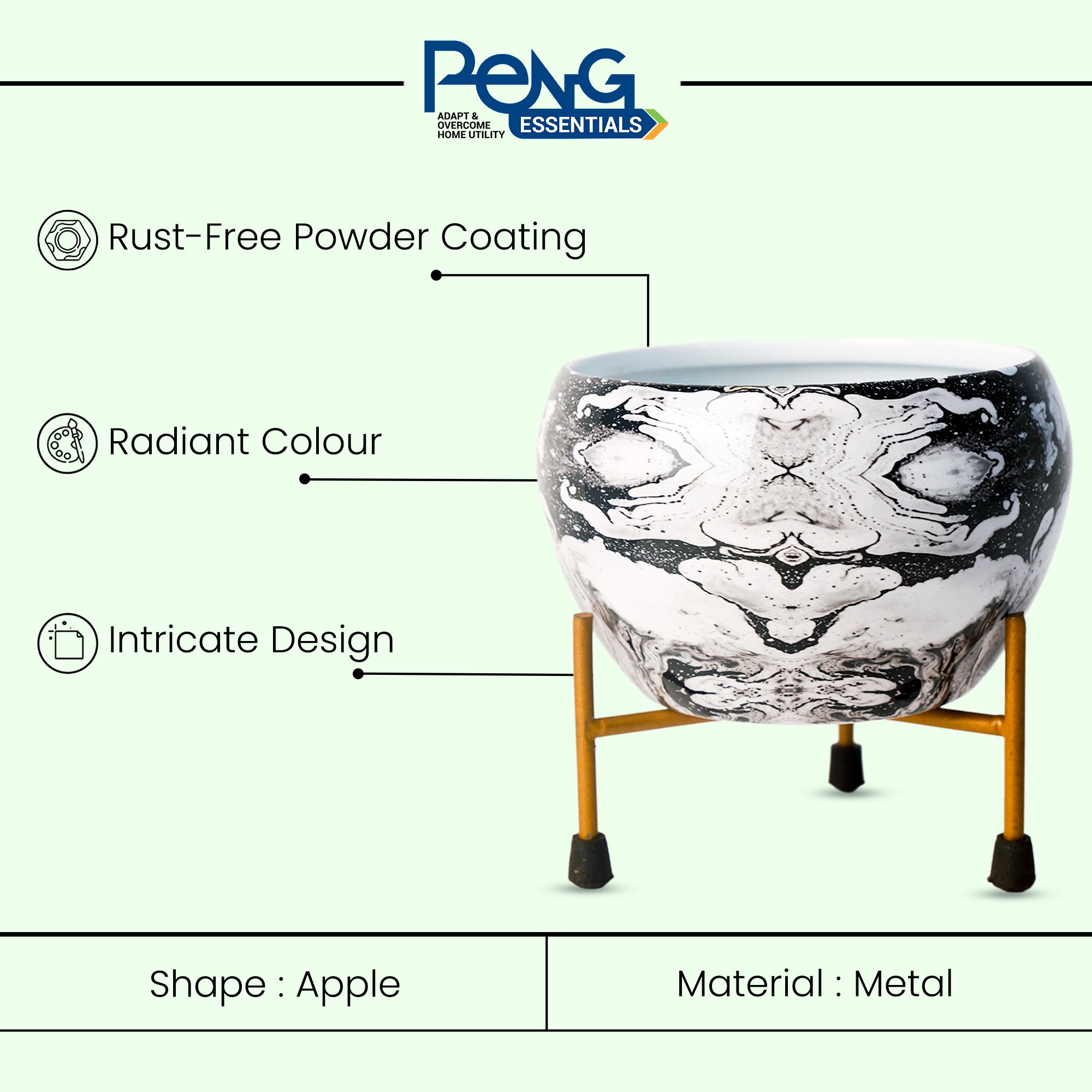 Indoor Metal decor Vase/Planter- White & Black Set of 2