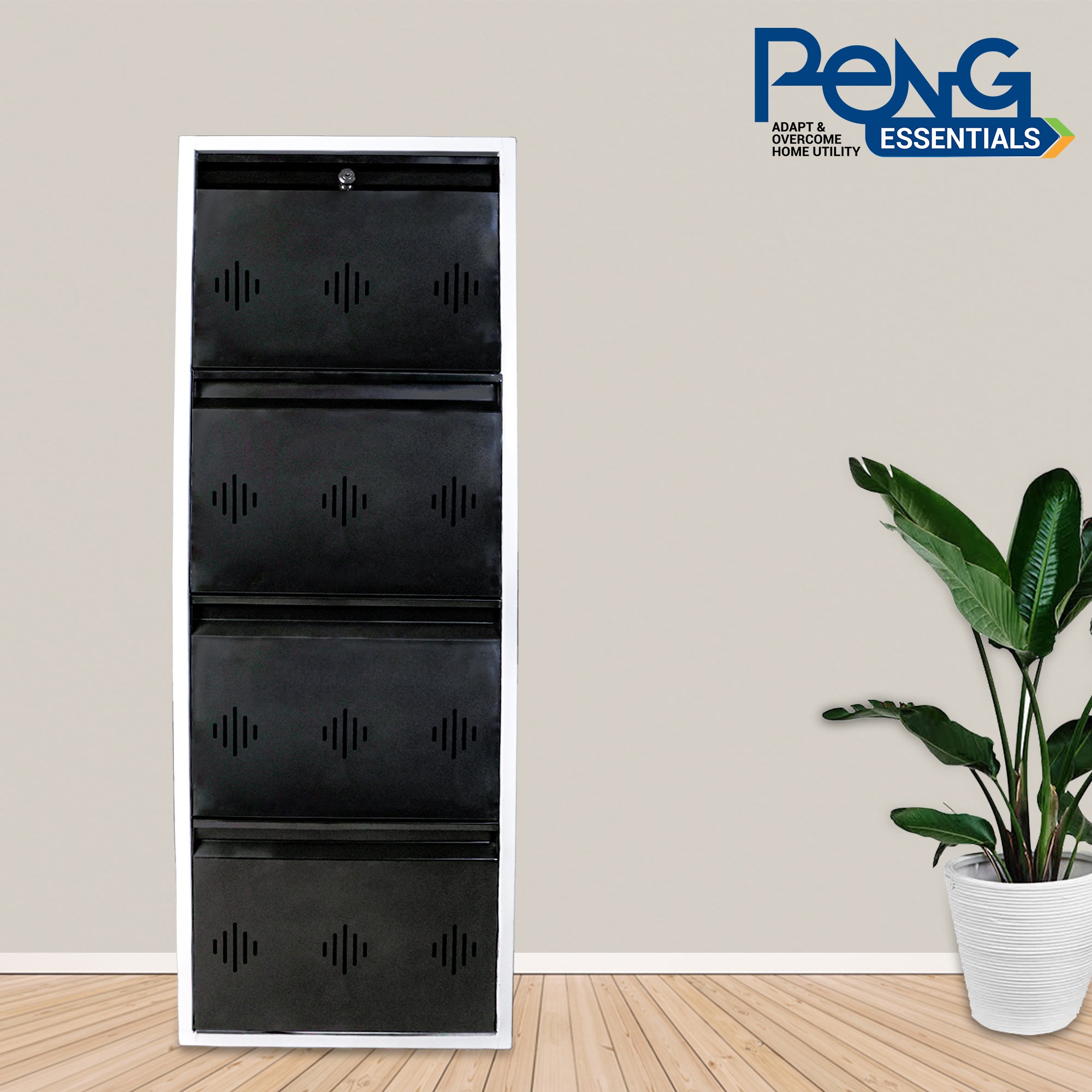 Space Saver Wide 4 Level 20 inch Shoe Rack (White and Brown)